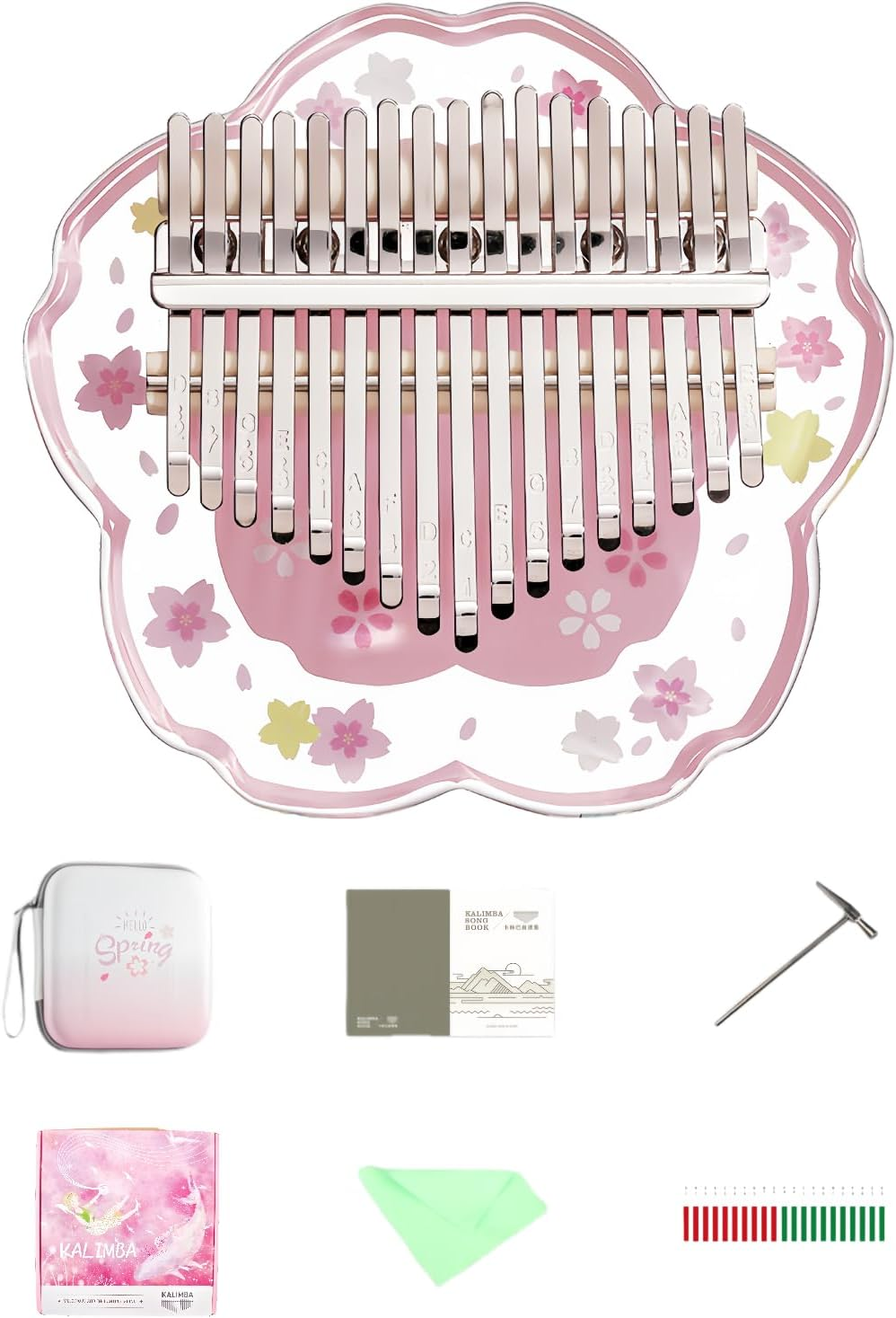 Kalimba Thumb Piano Portable 17 Keys Finger Piano Acrylic with Tune Hammer and Study Instruction,Musical Instruments Birthday Kid Adult Beginners Professional(Cherry Pink) image number 1