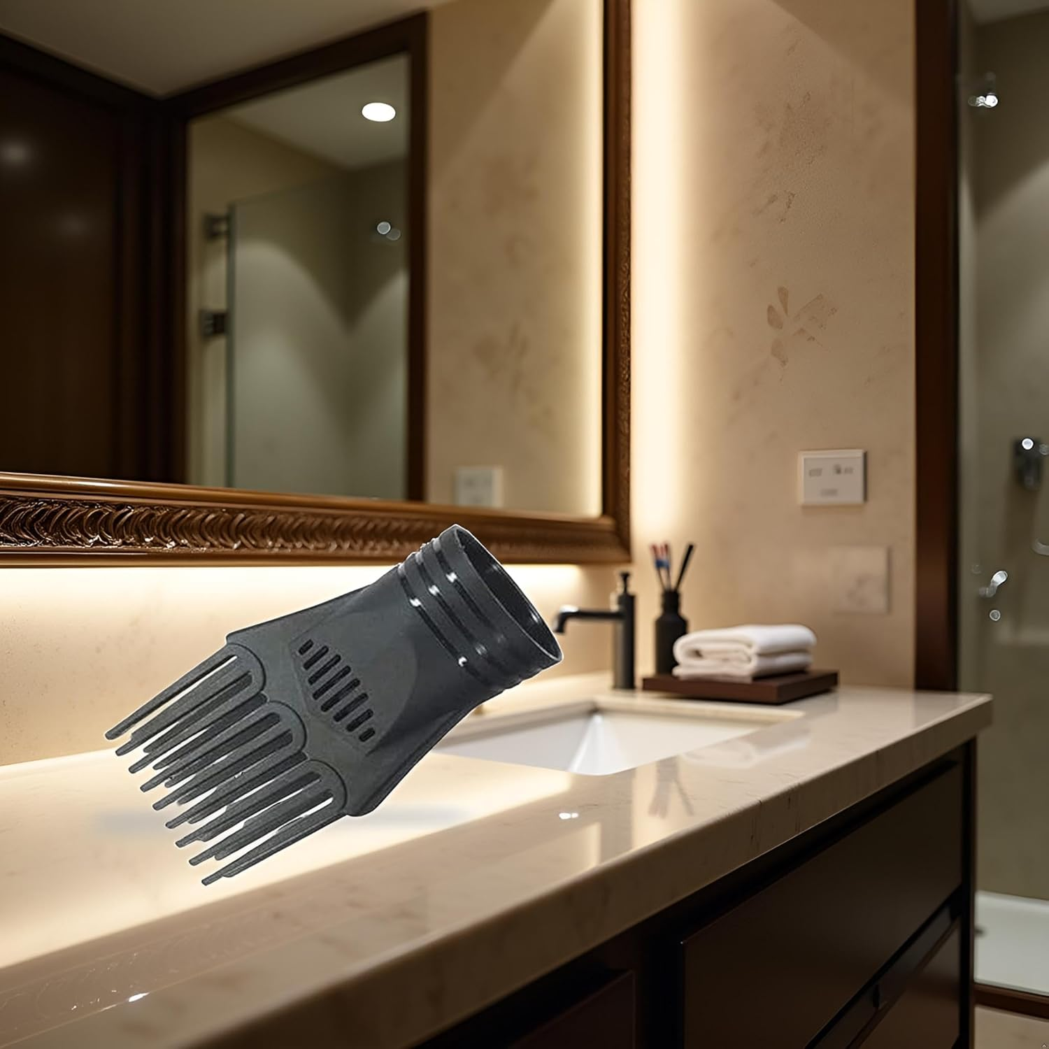 Black Universal Hair Styling Nozzle - Fashionable Blow Comb Attachment for Straightening,Detangling Fine,Curly,Natural Hair,Hair Dryers and Accessories,Hair Dryer Comb Attachments image number 5