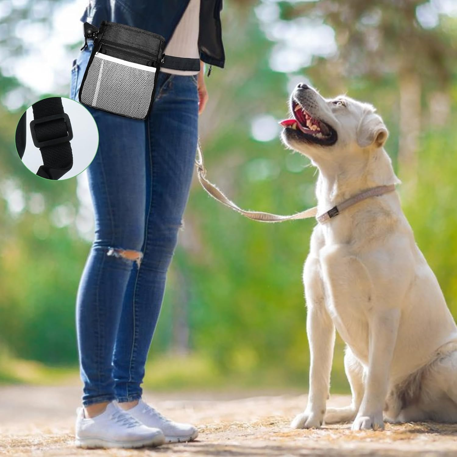 Treat Bag for Dogs, Large Capacity Adjustable Shoulder Strap, Dog Snack Bag, Clicker Food Bag, Dog Training, Dog Treat Bag for Training, Black image number 2