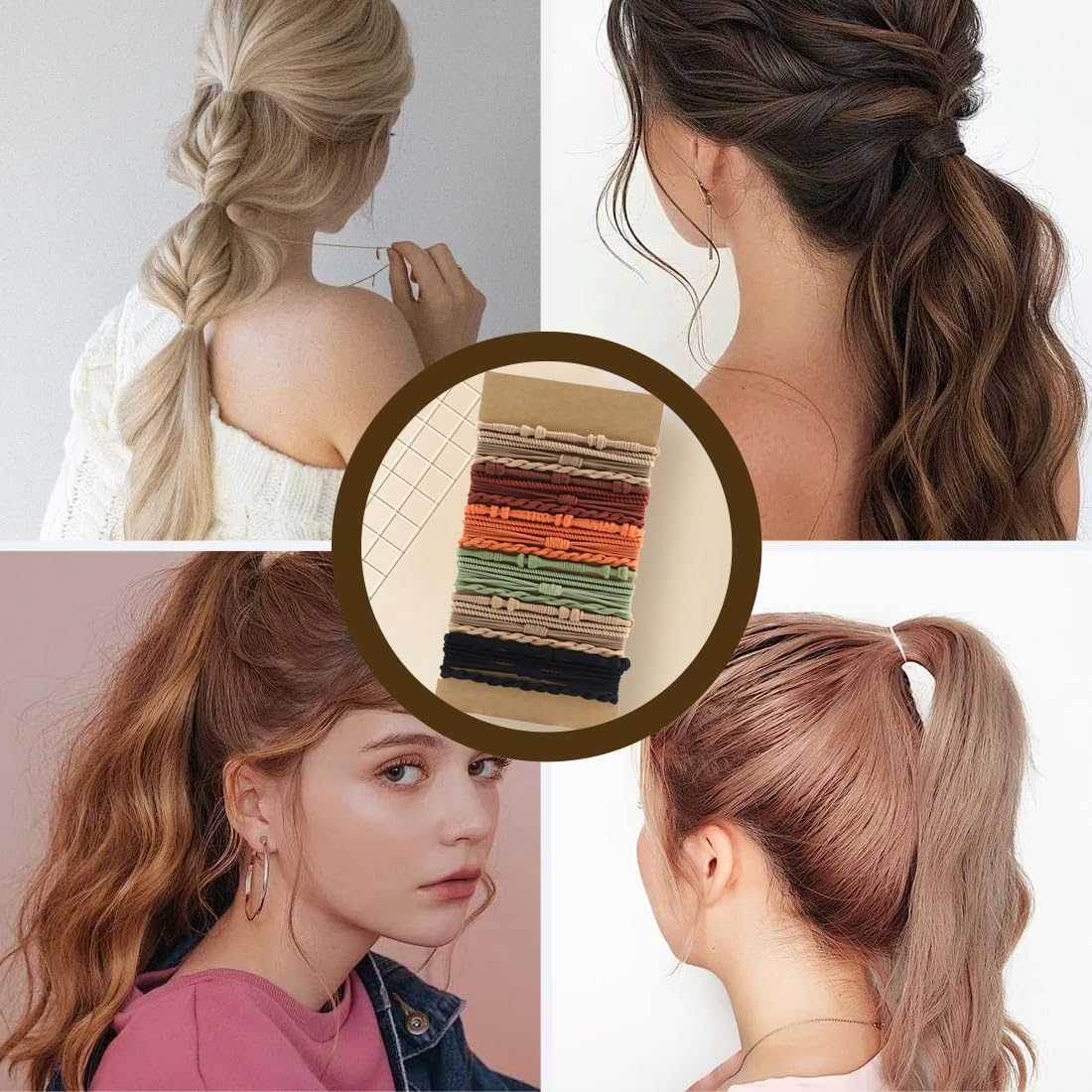 Pack of 24 Boho Hair Bobbles Scrunchies Hair Scrunchies Stylish Ponytail Holders Boho Hair Bobbles for Women and Girls for Women and Girls image number 5