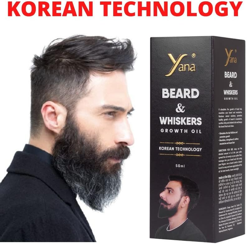 Yana Beard & Hair Growth Oil for Thicker Longer Beard Yana Beard Oil for Fast Beard Growth Natural Hair Oil Yana Beard Oil for Men Yana Beard Oil for Growing Beard Faster by Korean Technology image number 1