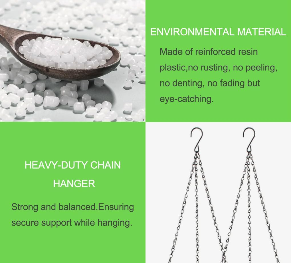 Springup 2 Pack 8.3 Inch Hanging Planters for Indoor Outdoor Plants, Trendy Rattan Design Hanging Flower Pots with Drain Holes, Plant Containers for Garden,Home Decoration,Gift (White)