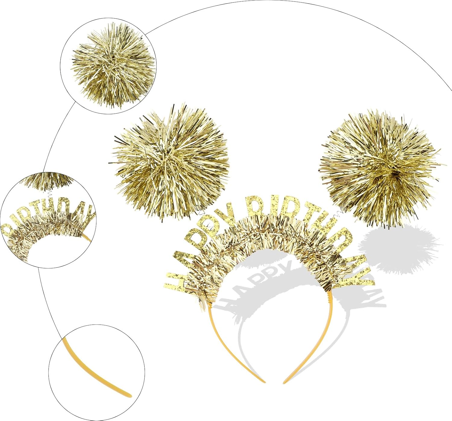 Exipsat Golden Birthday Crown Happy Birthday Headband, Colourful Beads & Stones Decorated Headband for Birthday Girls, Women'S Party Headpiece image number 5