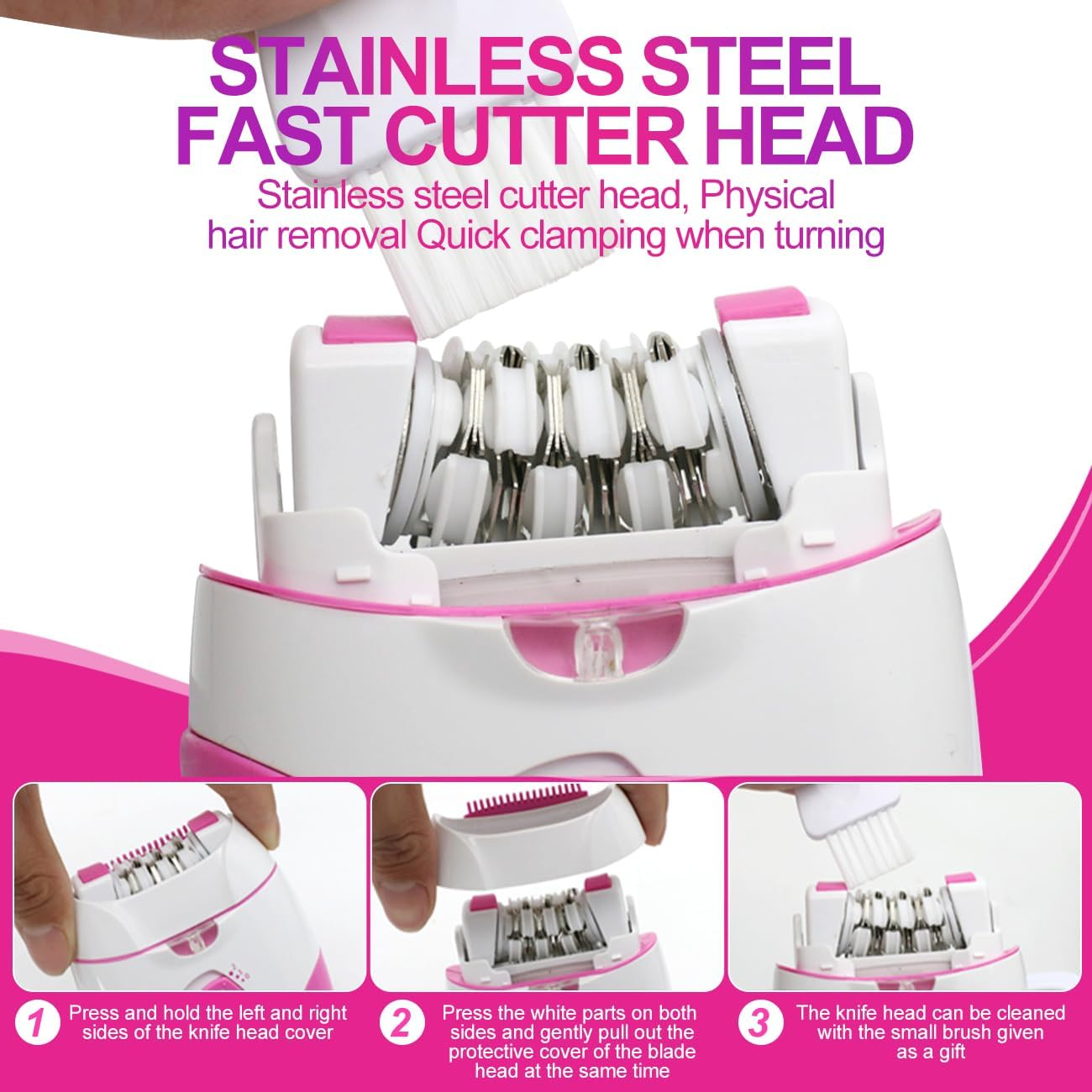 Epilator for Women,Cordless Electric Epilators with LED Light,Rechargeable Hair Removal Device with 21 Tweezers and 2 Speed Settings,Facial & Body Hair Remover for Women/Men/Girls image number 3