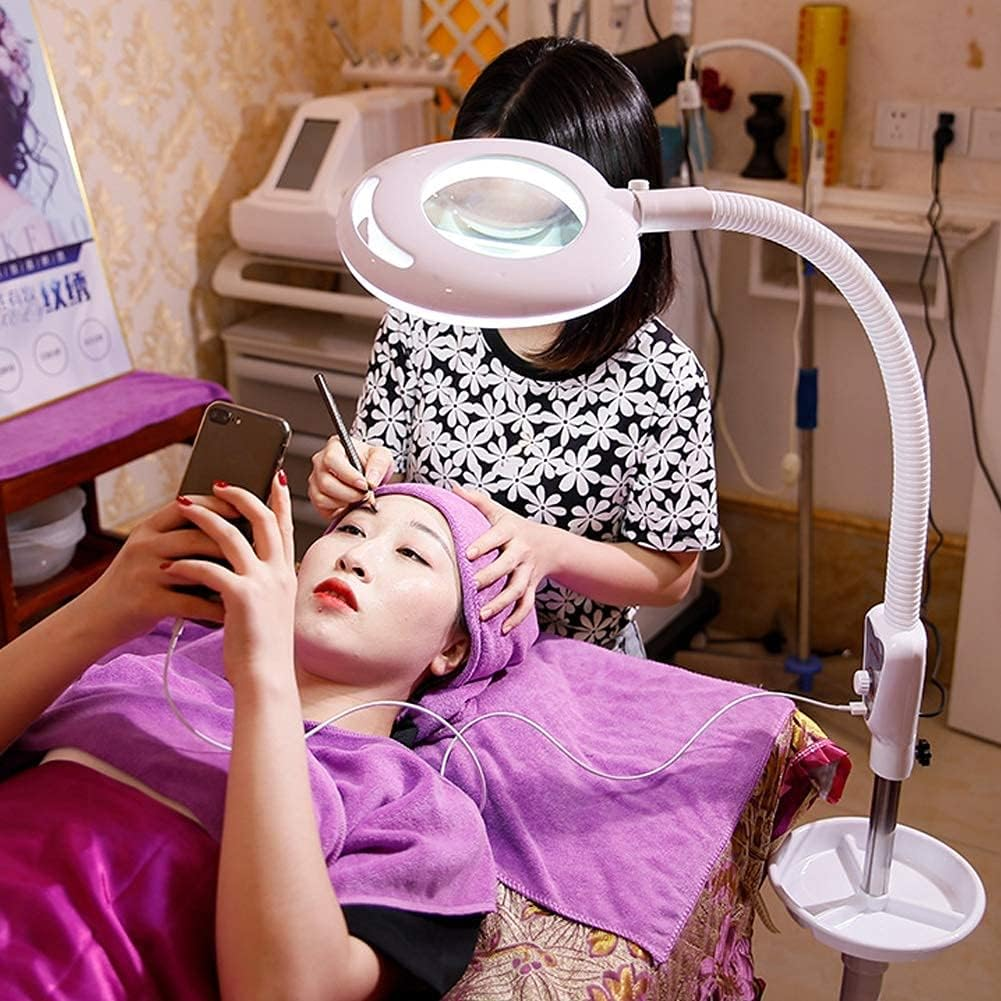 Magnifier Magnifying Magnifier Lamp 360&deg; Rotatable Floor Standing Magnifying Lamp with 20X Magnifying Glass Light Salon Spa Beauty Tattoo,Pink XXZ image number 5