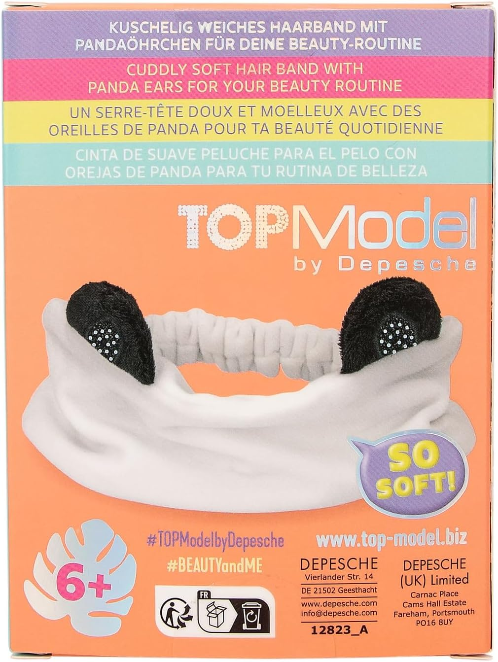 Depesche 12823 Topmodel Beauty and Me - Cosmetic Hair Band Made of Soft Material, White with Black Panda Ears, Headband for Skin Route image number 3
