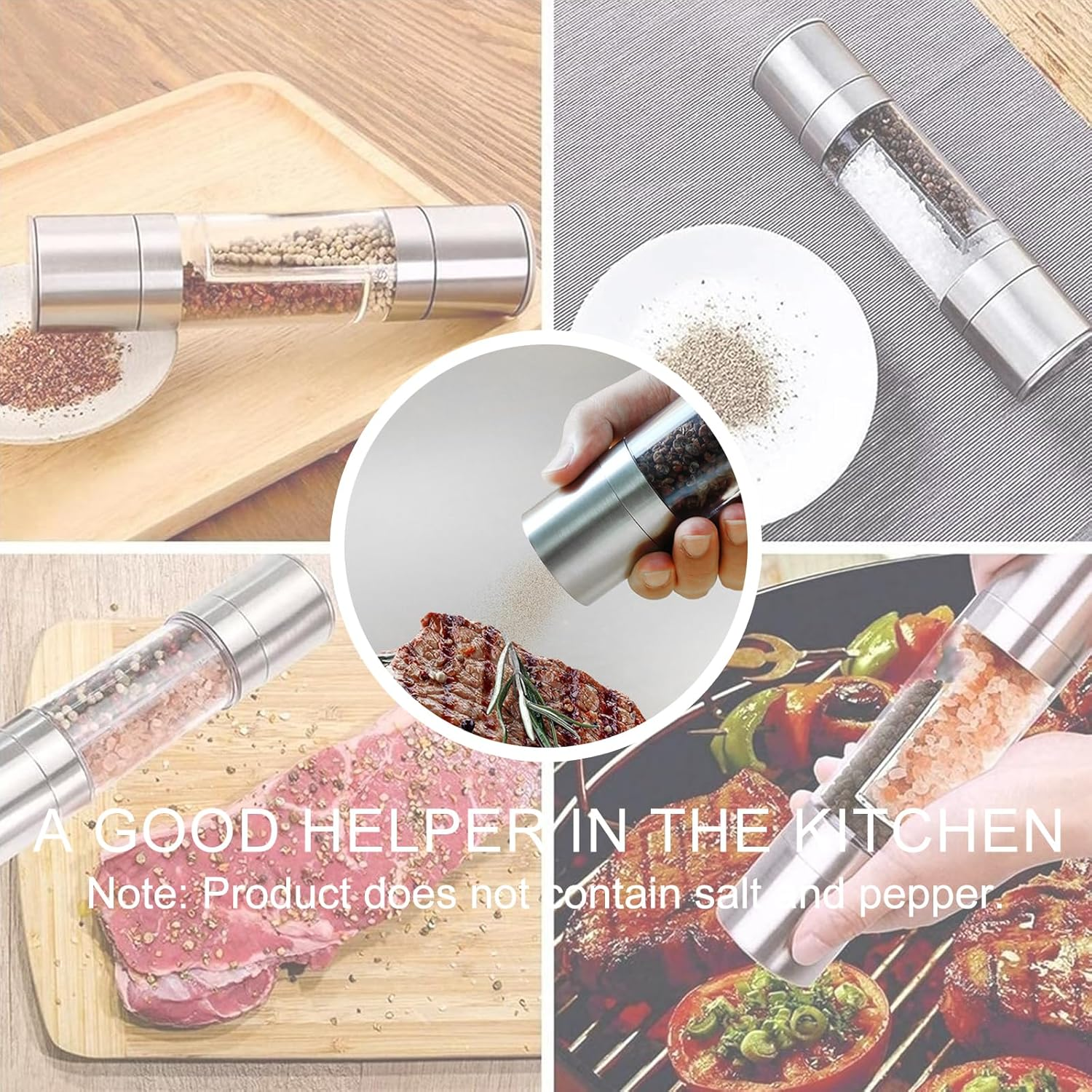 Salt and Pepper Grinder 2 in 1 - Two-Way Salt and Pepper Mill with Adjustable Coarseness - Coffee Grinder for Home and Outdoor Coarse and Fine Manual Grinders image number 1