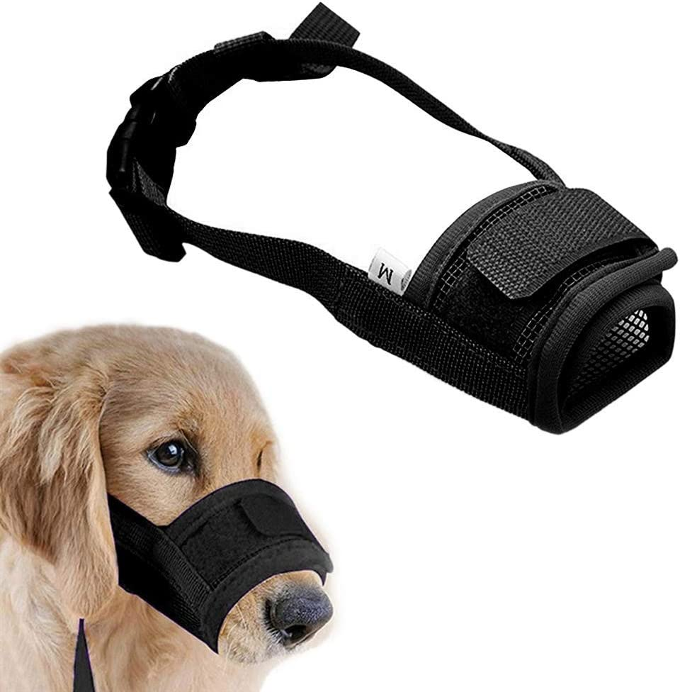 Muzzle for Dogs - Adjustable Soft Dog Muzzle for Small Medium Large Dog, Air Mesh Training Dog Muzzles for Biting Barking Chewing - Breathable Mesh & Soft Flannel Protects Dog Mouth Cover