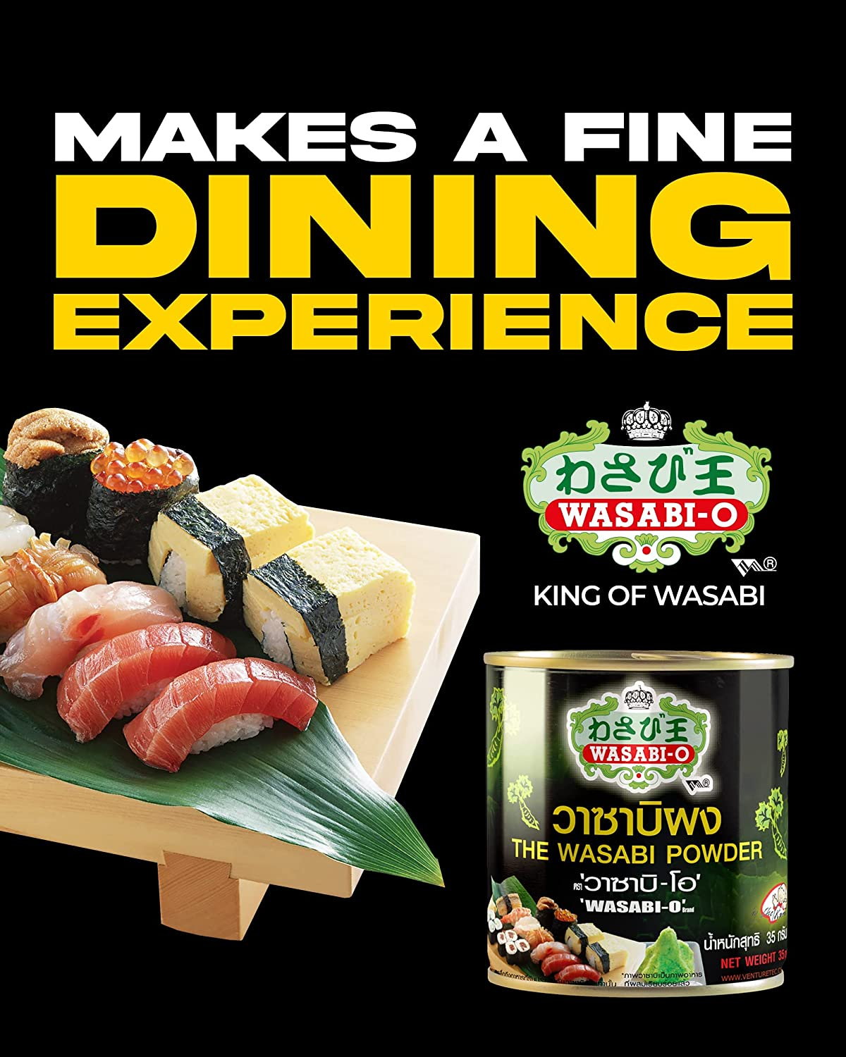 Wasabi-O Wasabi Powder with Real Wasabi (Japanese Horseradish) - No Artificial Ingredients, 1.24Oz (35G) | Best as Wasabi Paste, Flavoring or Ingredient for Sushi, Salmon, Seafood and Grilled Meats image number 3