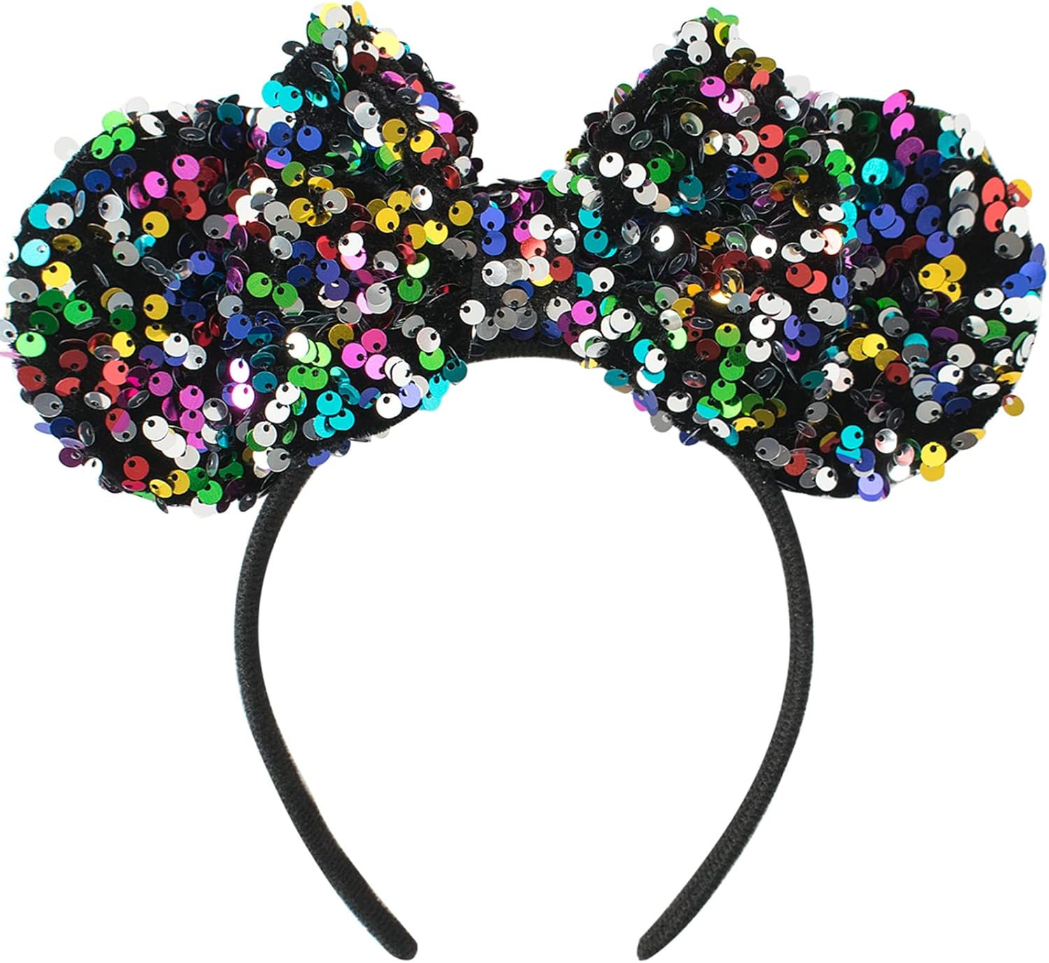 KARETT Sequins Mouse Ears Headband with Glitter Bow Cosplay Costumes Princess Party Decorations for Girls Women