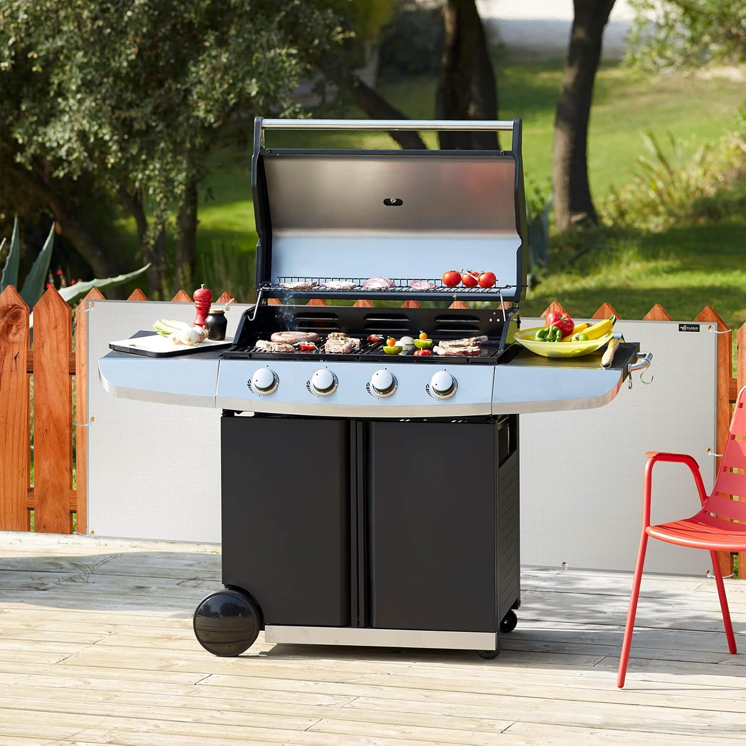 FLASLD Aluminum Heat Shield Mat for Deck Fence, Railing, Grill, Stove, Oven and Refrigerator, Fireproof Cover and Screen Protect Deck Railing from Grill (30&times;40 Inch) image number 6