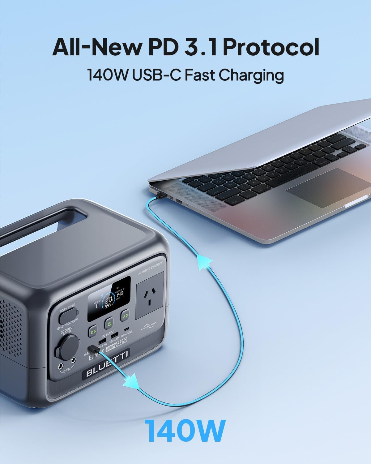 BLUETTI Solar Generator Elite 30 V2, 288Wh Lifepo4 Battery Backup, 600W AC Outlets (Power Lifting 1,500W), 0-100% in 70 Min, for Camping, Road Trip, Outage (Solar Panel Optional) image number 4