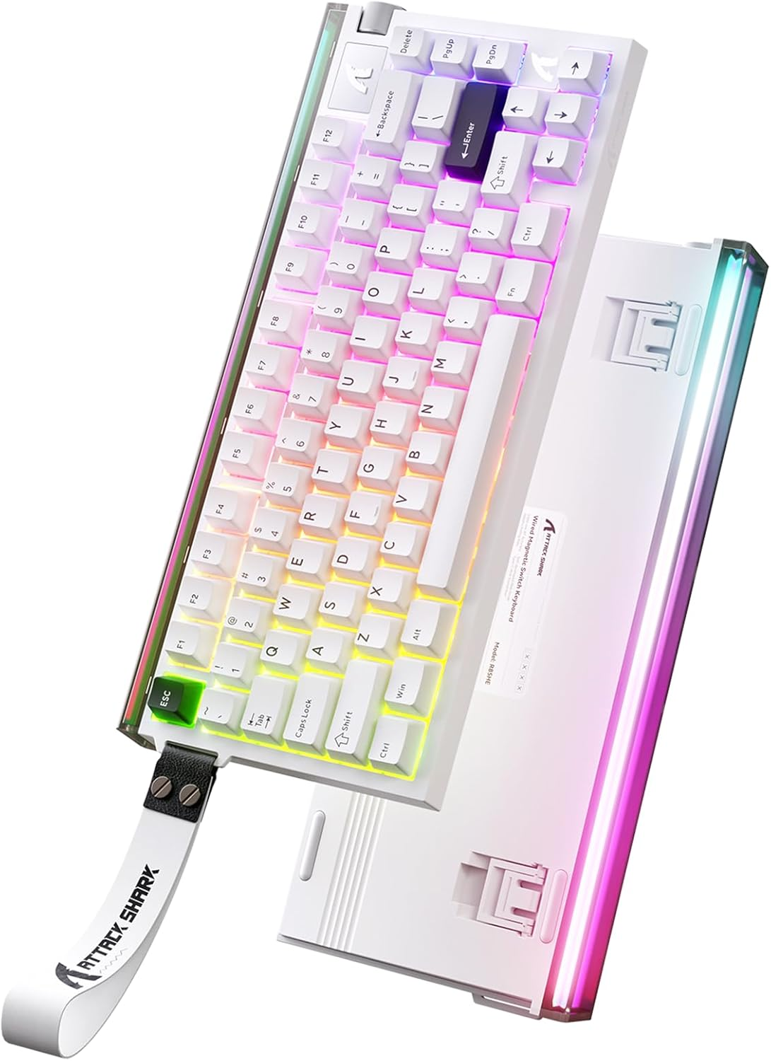 Attack Shark R85 HE Rapid Trigger Keyboard Magnetic Switch with Custom Lightbox, 75% Wired Mechanical Keyboard, 8Khz Polling Rate, 0.005Mm RT Accuracy, Support Rt/Snap Tap/Dks/Mt/Tgl (White Contour)