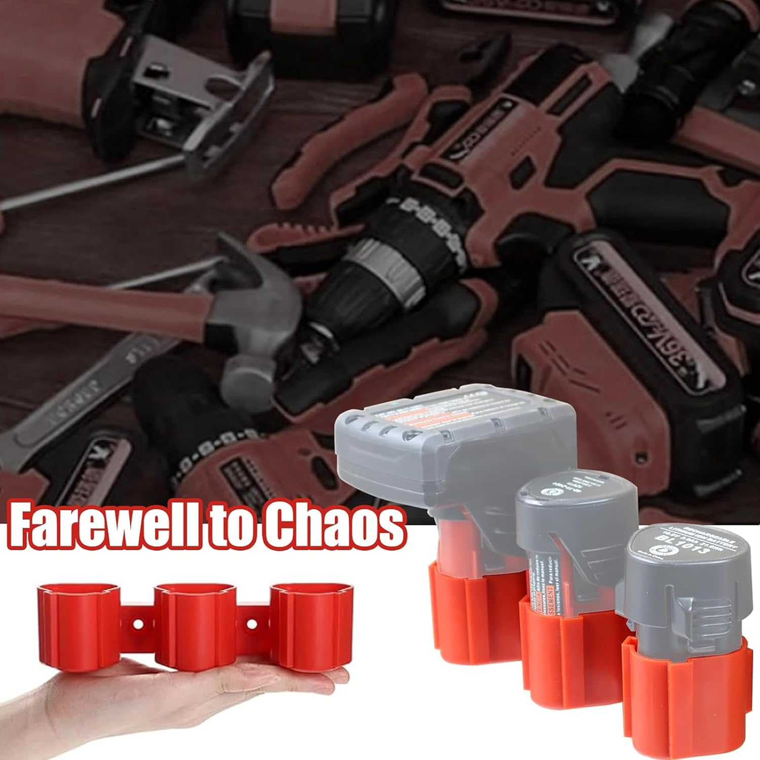 3Pcs 3-In-1 Battery Holders, Compatible with Milwaukee M12 Battery Tool Storage Holders with Battery Slots,Battery Holder for Makita Battery Tool Holders Storage for Bosch 12V Battery Packout Racks image number 2