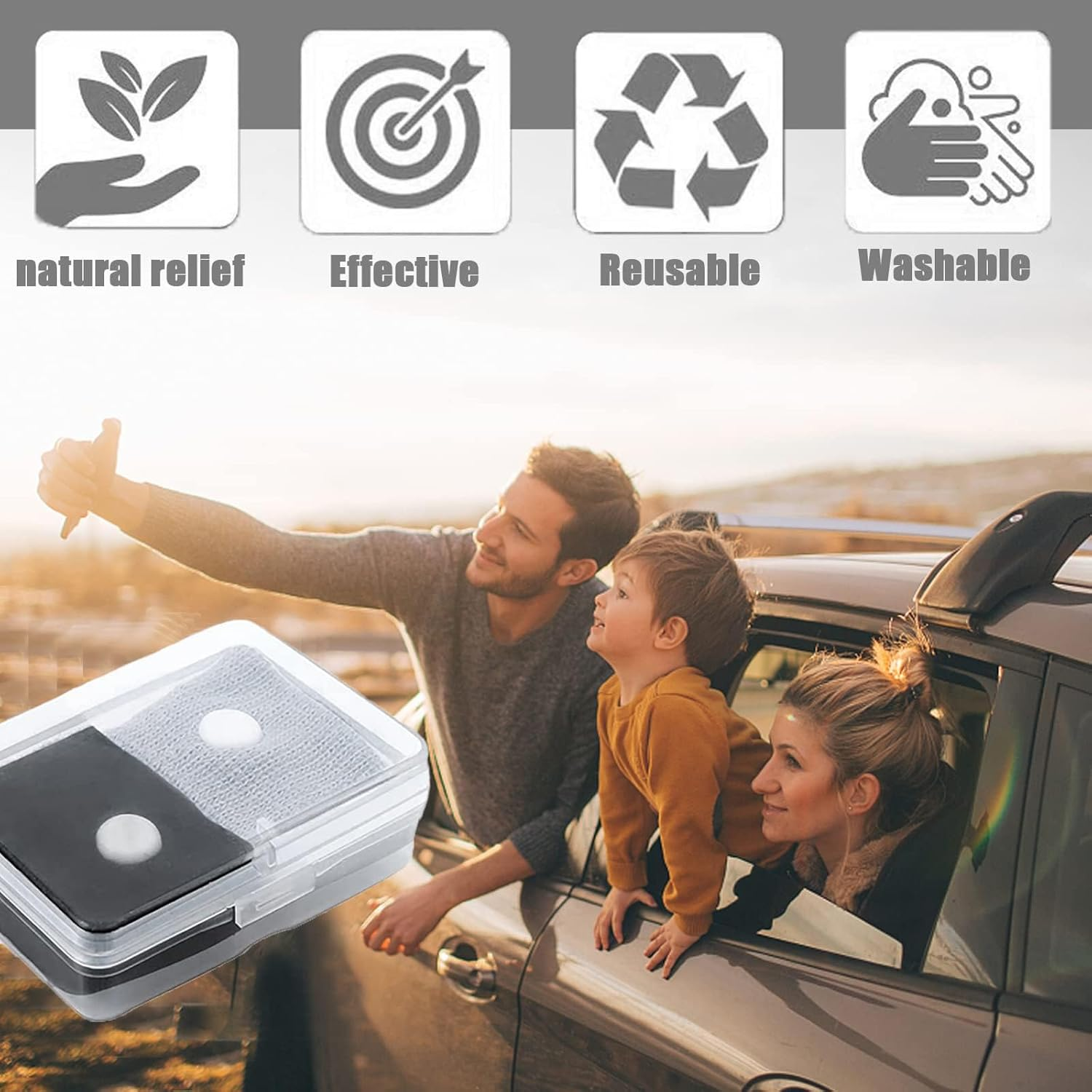 2 Pairs Motion Sickness Bands, anti Nausea Wristbands, Travel Sickness Relief Bands for Pregnancy Children Adults Sea Car Morning Sickness (Black+Grey) image number 6