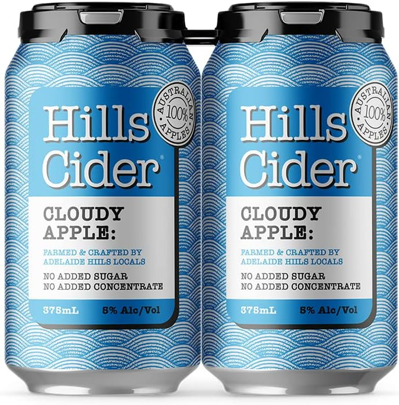 Hills Cider Cloudy Apple Cider Can 375 Ml (Pack of 24)