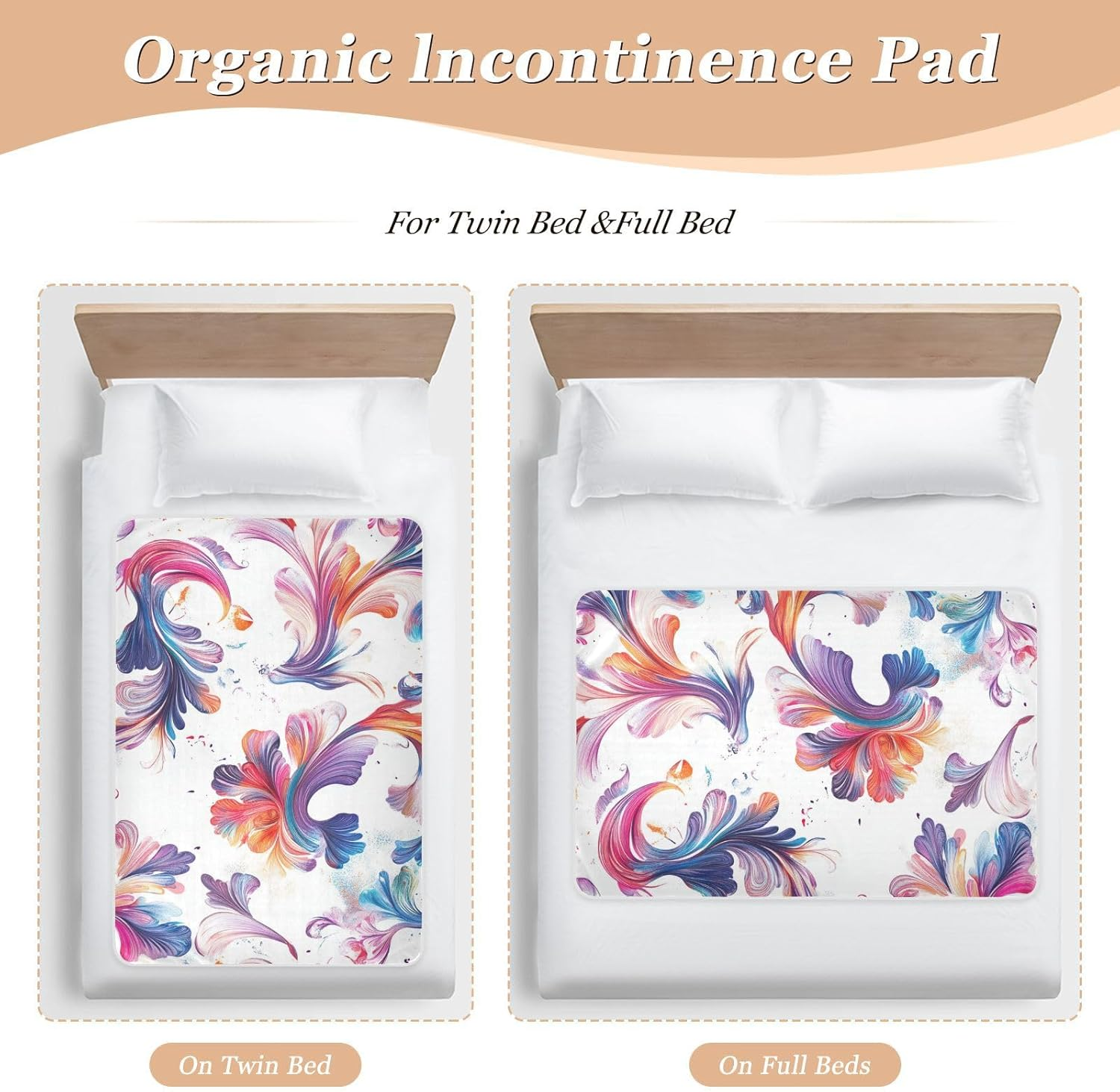 Retro Colorful Pattern Extra Large Resuable Changing Pad Covers Waterproof Washable Bed Wetting Sheet Skin-Friendly Cradle Mattress for Infant Toddler 52" L X 34" W image number 4