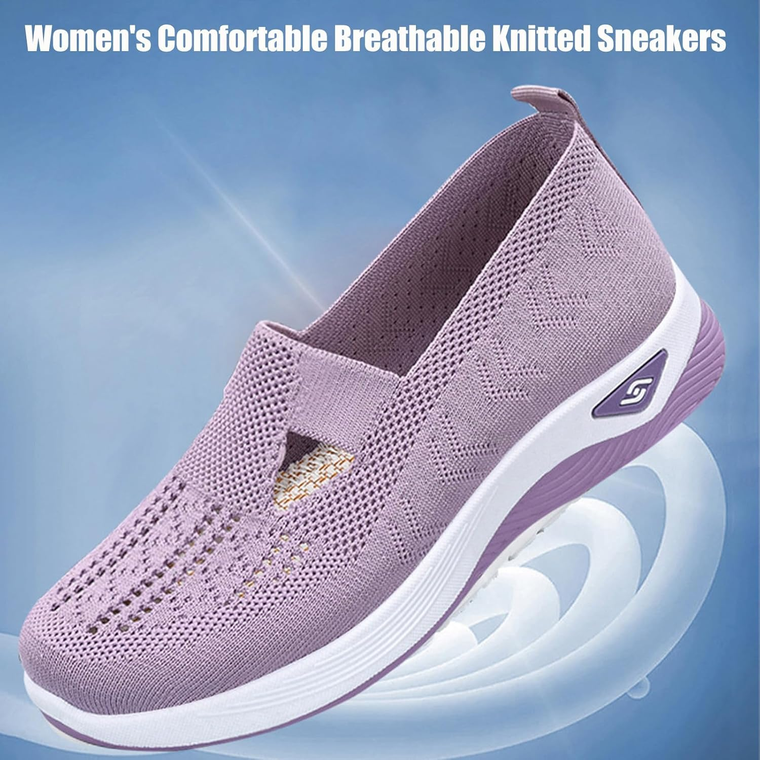Women'S Comfortable Breathable Knitted Sneakers,Knitted Sneakers for Women,Woven Cut-Out Orthopedic Sneakers Shoes,Lightweight Slip-On Walking Shoes Sknitted Breathable Sneakers image number 3