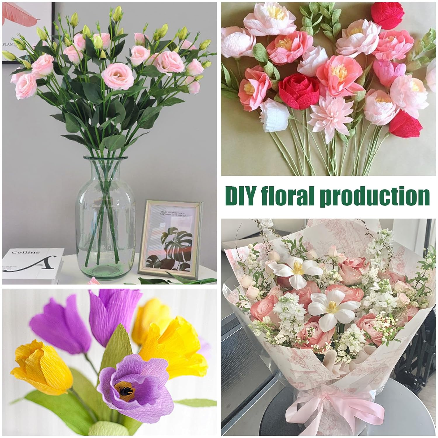 100 Pieces Green Floral Wire Stems, Length 11.8 Inch, Stem Wire Floral Paper Wrapped, Bouquet Wires Craft Floristry Wires Flexible, for Flower Arrangement Florist DIY Bouquet image number 6