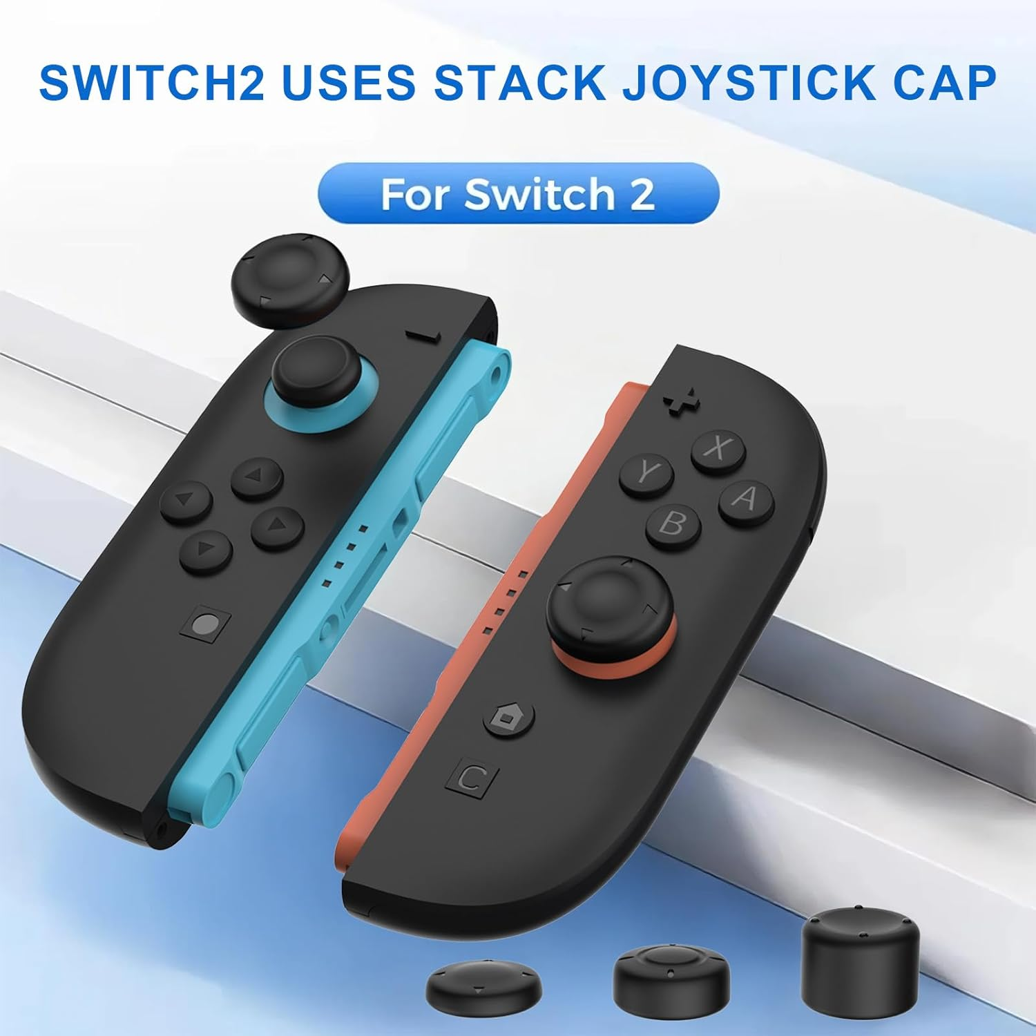 LEZOOY 3 Pairs 6-Pack Joy-Con Silicone Joystick Caps Switch 2 Thumb Grip Joycon Controller Button Joystick Protective Cover Ergonomic Design Enhanced Game Grip Comfortable and Durable Black image number 1