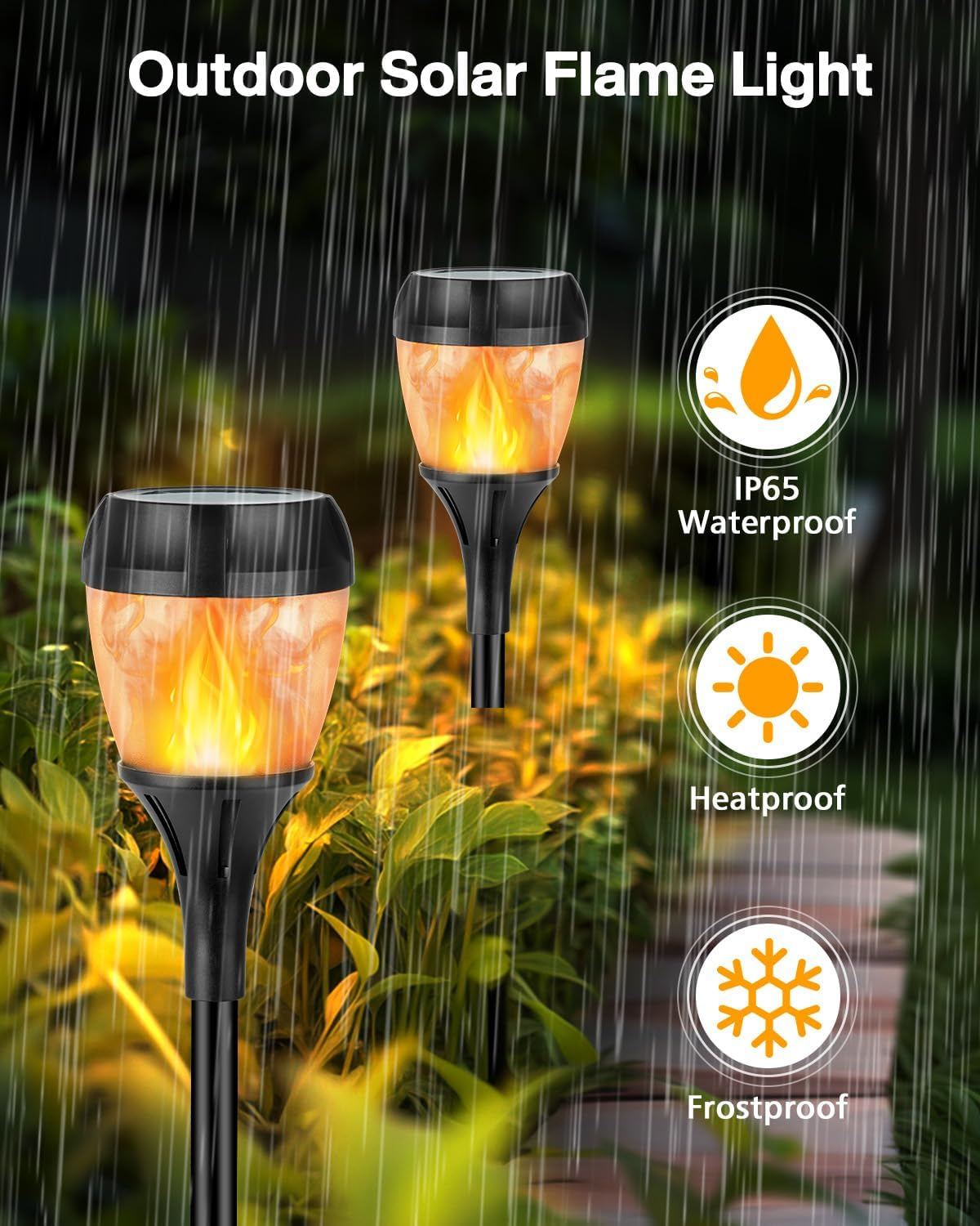 Solar Flame Outdoor Waterproof Lights - Automatic Switching Path Torch for Garden, Yard, Lawn, Terrace, Landscape Decorative Lighting (4) image number 3