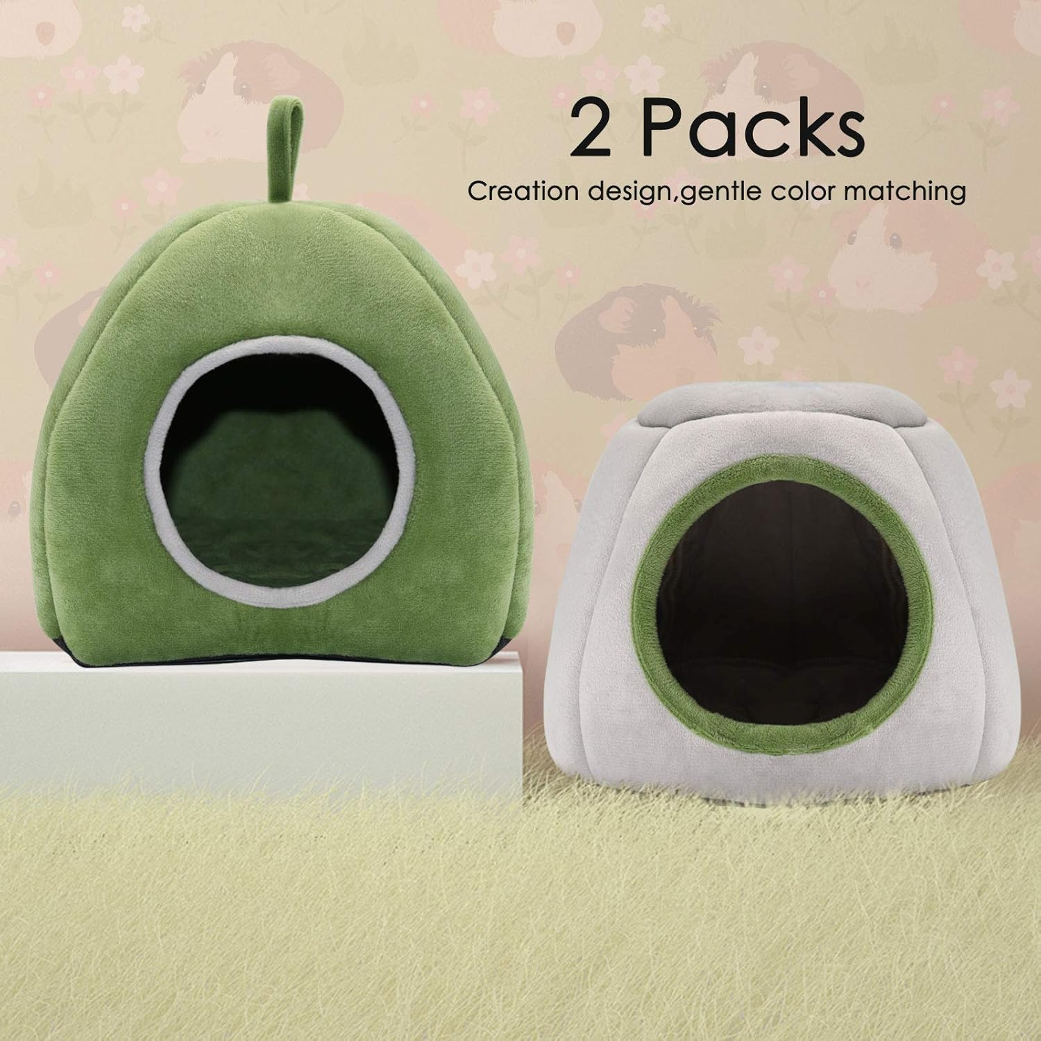 YUEPET Guinea Pig Bed 2 Pack - Washable Cage Accessories Small Animal Bed Hideout for Guinea Pig, Chinchilla, Hamsters, Hedgehog