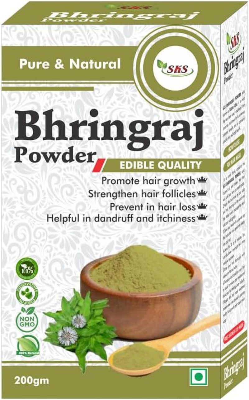SKS Bhringraj Powder 200 Gms Pack No Added Preservatives Good for All Types of Hair image number 1