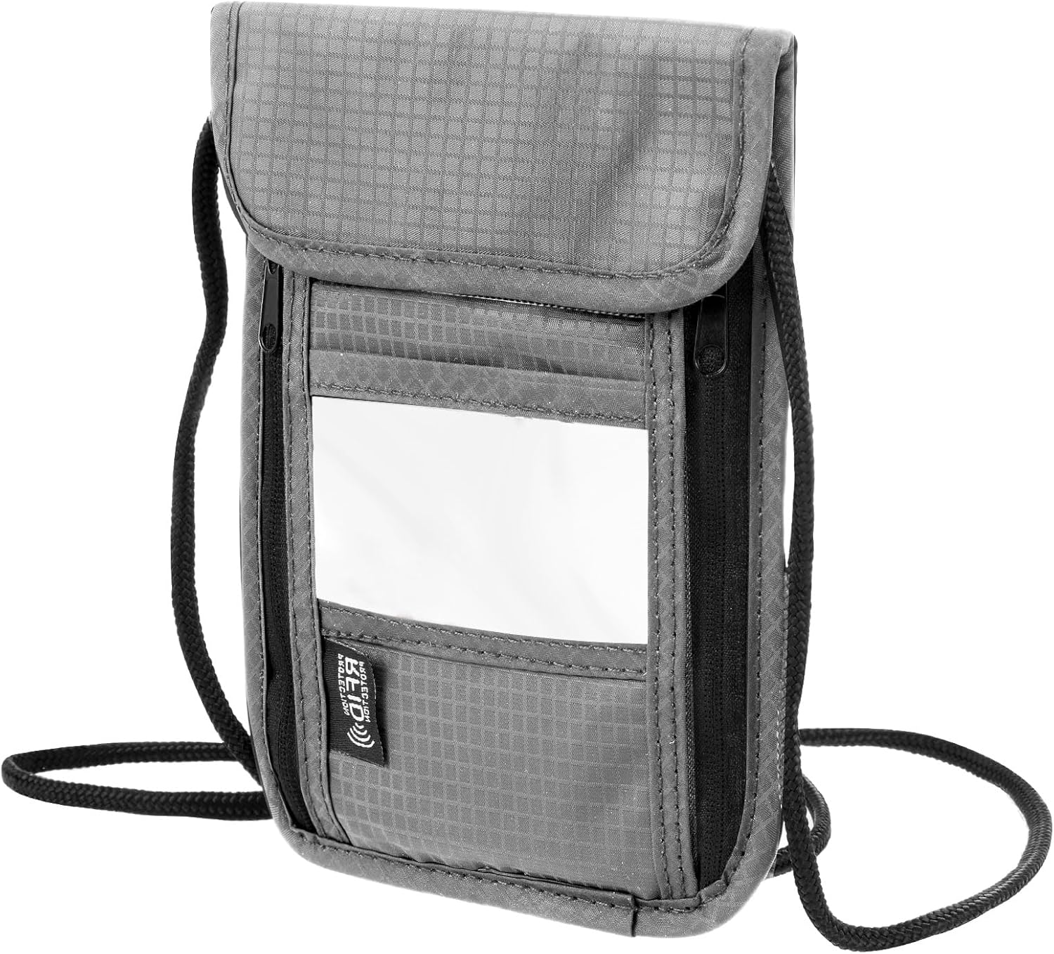 LXUEJIE Neck Pouch with RFID Protection, Anti-Theft Unisex Travel Wallet, Waterproof Neck Pouch, Men'S Hidden Chest Pocket for Passport, Credit Cards, Smartphone, Coins, Money (Black), Gray, 19 X 14,5 image number 6