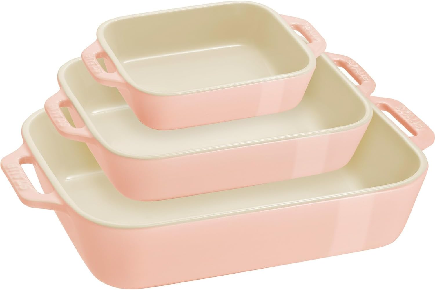 Staub Rectangular Dish Z1025-100 (14 X 11 Cm / 20 X 16 Cm / 27 X 20 Cm) 3-Piece Set, Macaroombre, Ceramic Set, Au Gratin Dish, Oven Safe