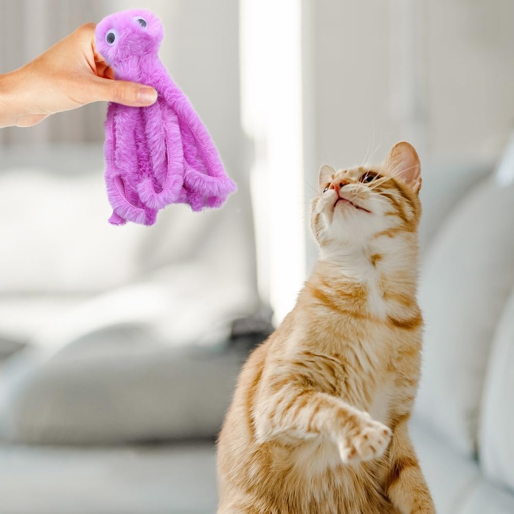 Mioyoow 3PCS Octopus Cat Toys, Interactive Cat Enrichment Toys Accessories, Cartoon Plush Pet Playing Toys with a Little Catnip for Cat Kitten image number 3