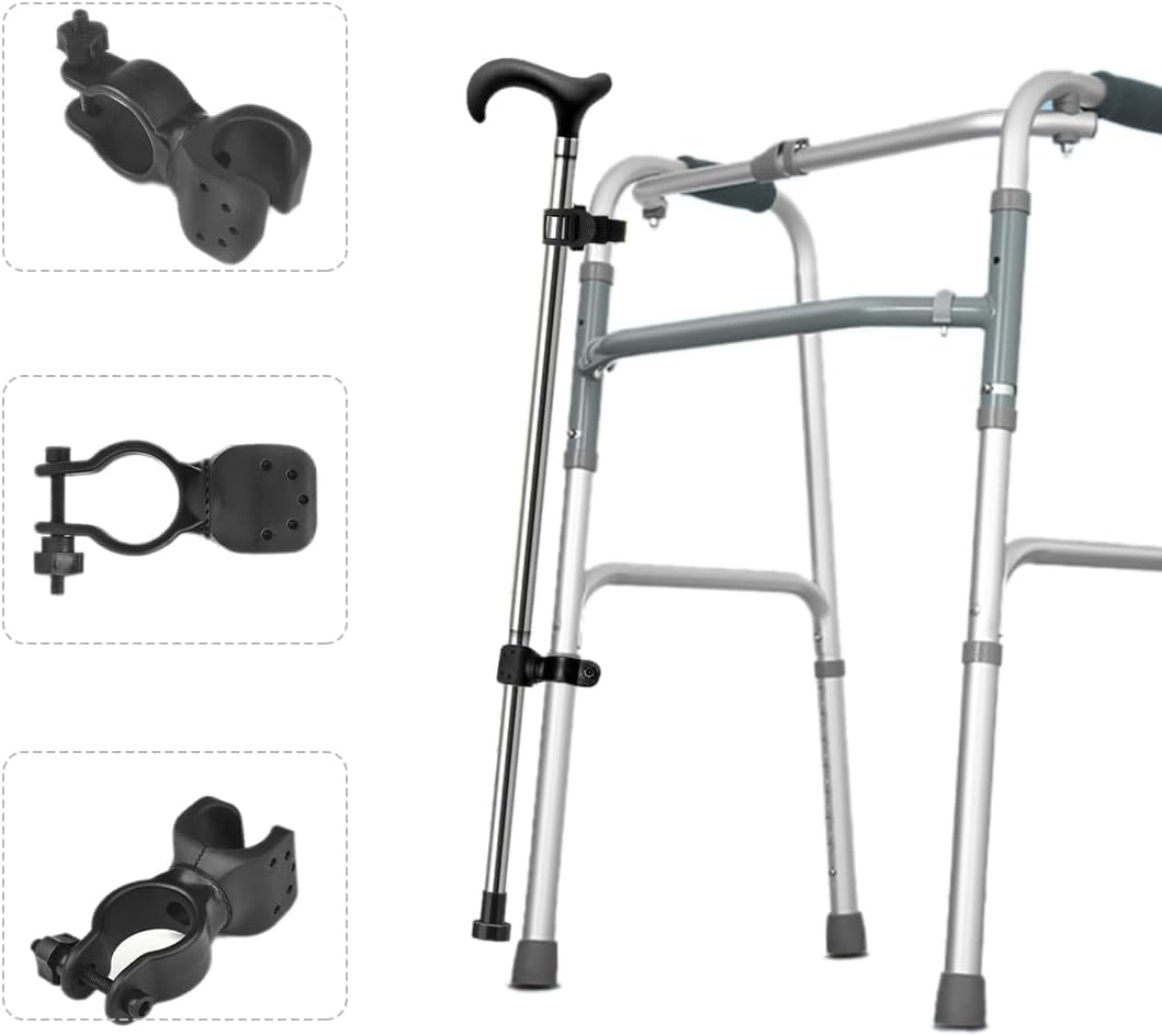 4 Pcs Plastic & Resin Walking Cane Holder, Bicycle Light Rack, Wheelchair Walking Stick Clip, 360 Degree Rotation Crutches Stick Bracket image number 1