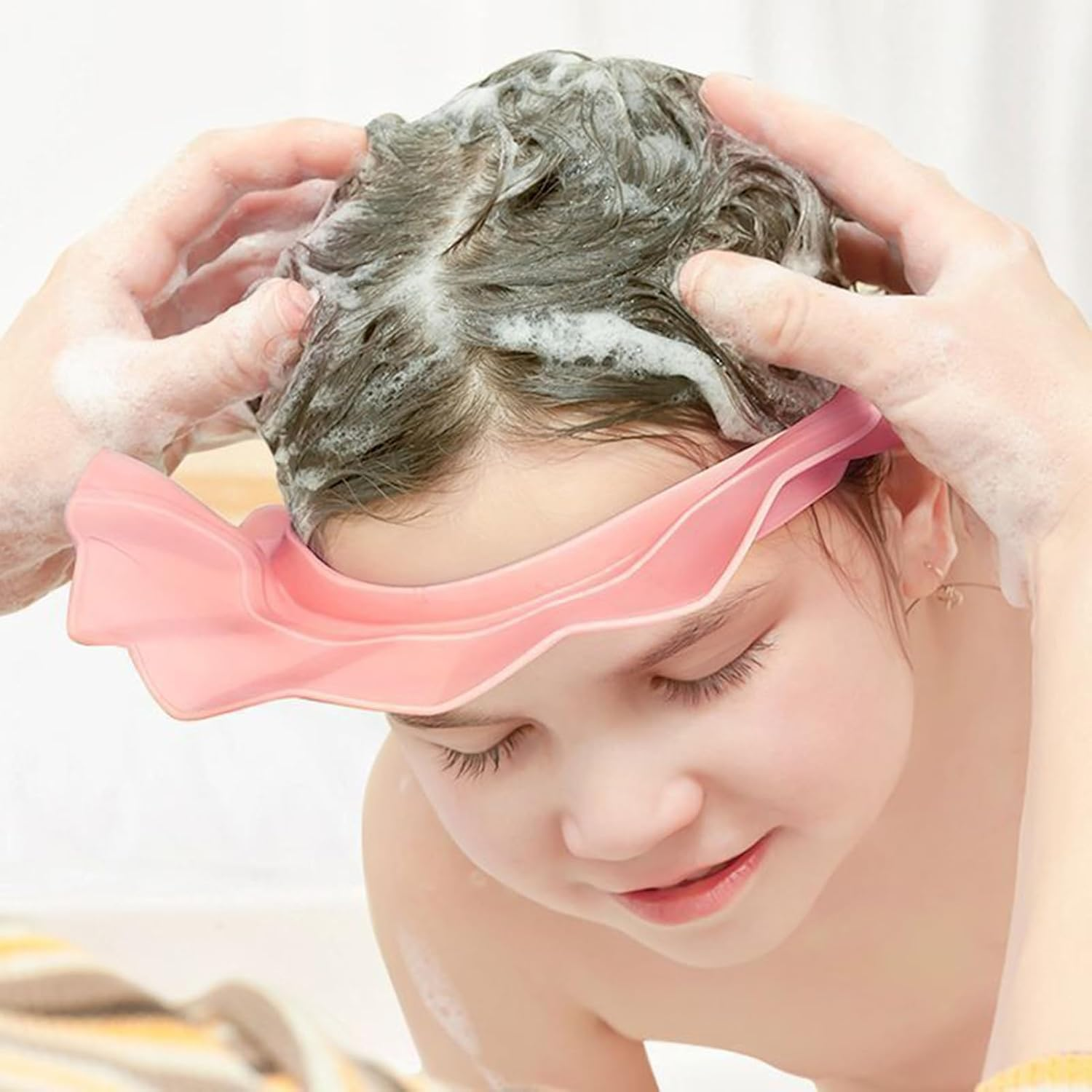 21-Position Hair Washing Shield - Adjustable Shower Cap Shield, 24X24Cm Wide Brim Shampoo Protection Hat | Shower Cap for Adults, Kids & Elderly | Bath Hat for Eye, Ear & Face Protection Hair Wash image number 1