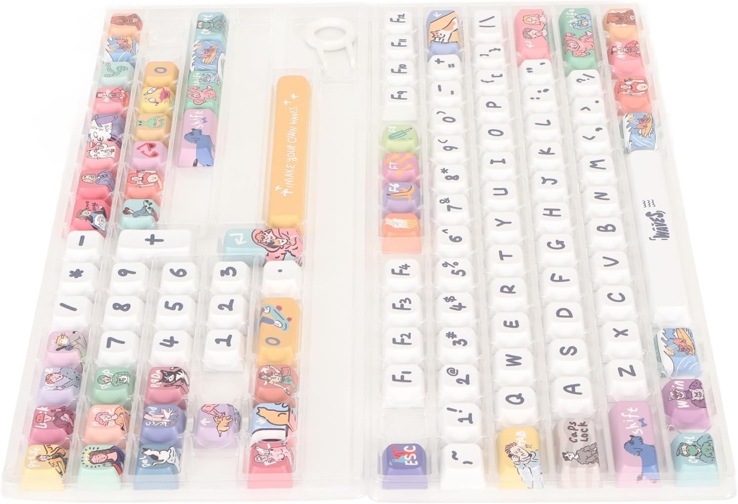 PBT Custom Keycaps for Mechanical Keyboards, XDA like Height, Ergonomic Design, Oil Resistant Coating, Cartoon Cute