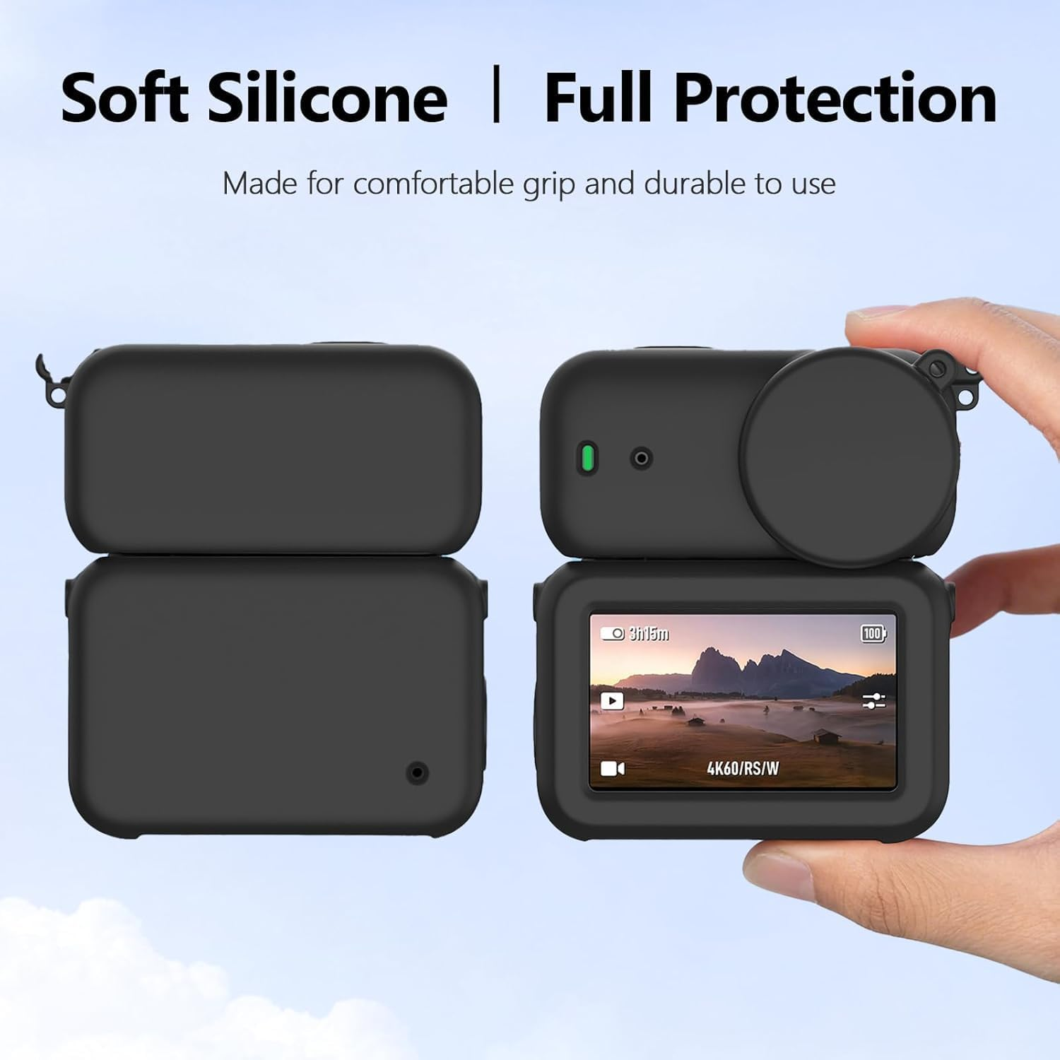Protective Frame Accessories Kit Compatible with DJI Osmo Nano - Frame Case, Silicone Protective Case, Tempered Glass Screen Film, Mini Tripod image number 5