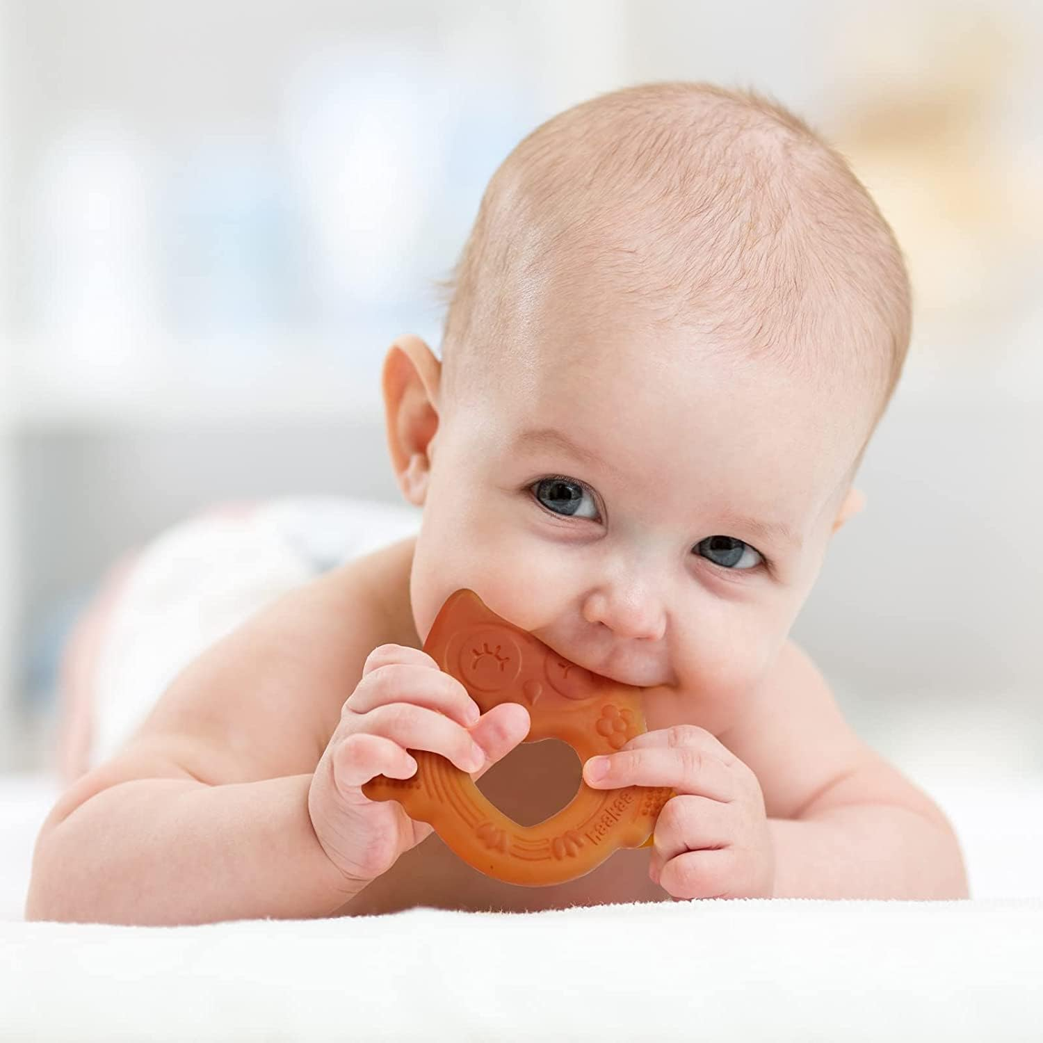 Haakaa Silicone Owl Teether, 100% Food-Grade Silicone Smiling Owl Teething Toy for Infants, Soft Chew Teething Toys for Babies, BPA Free, Teething Toy for 3 Months+ image number 2