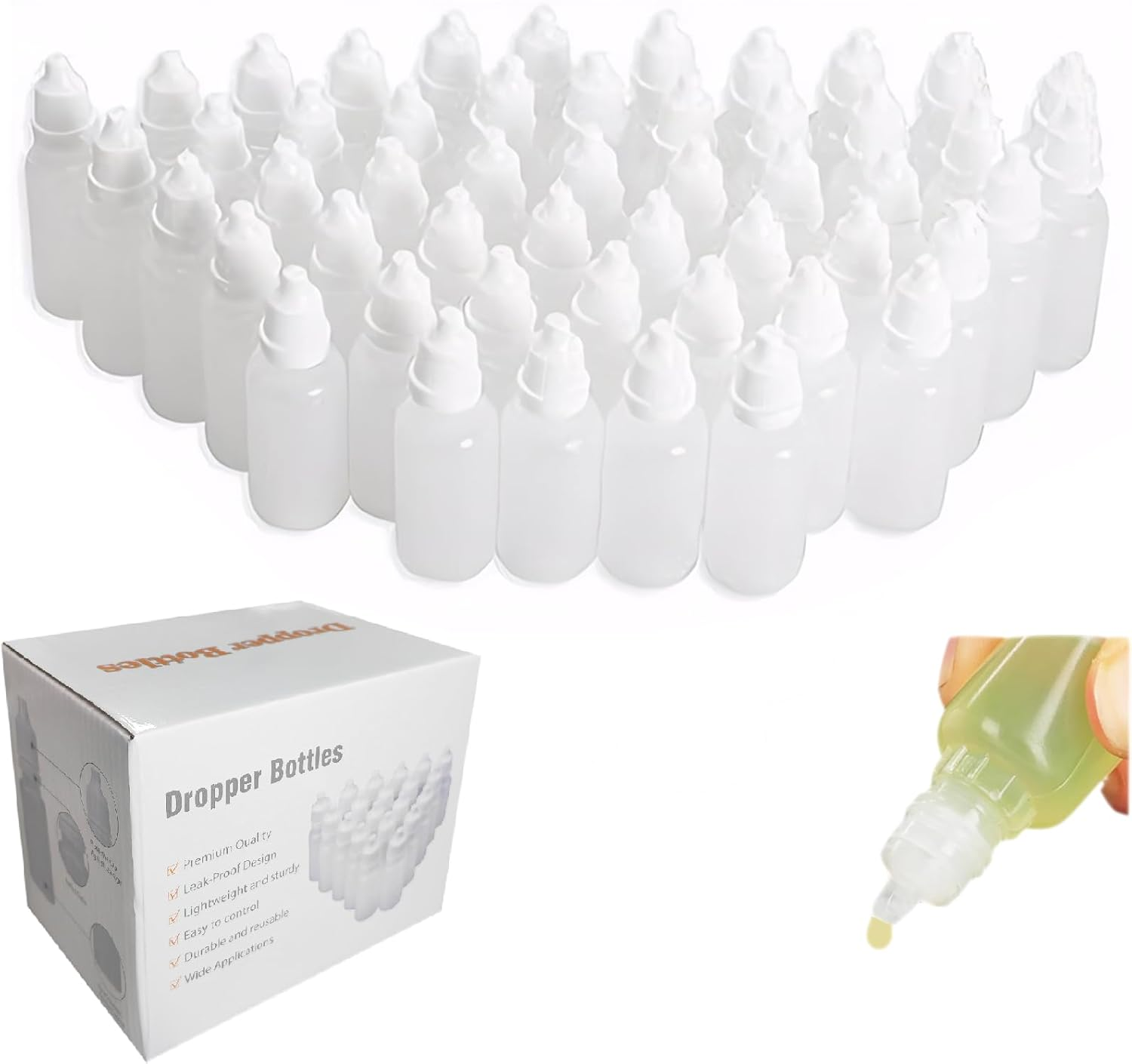 50PCS 10Ml Empty Plastic Squeezable Dropper Bottles Eye Liquid Dropper Sample image number 3