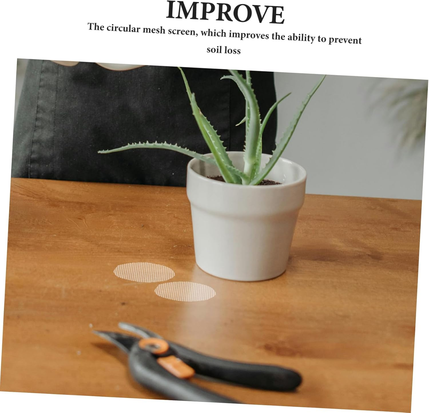 BEBEMOKO 20Pcs Screen Mesh Drainage Gasket for Plant Pots Indoor Outdoor Pot Hole Mesh Pads for Gardening Accessory image number 6