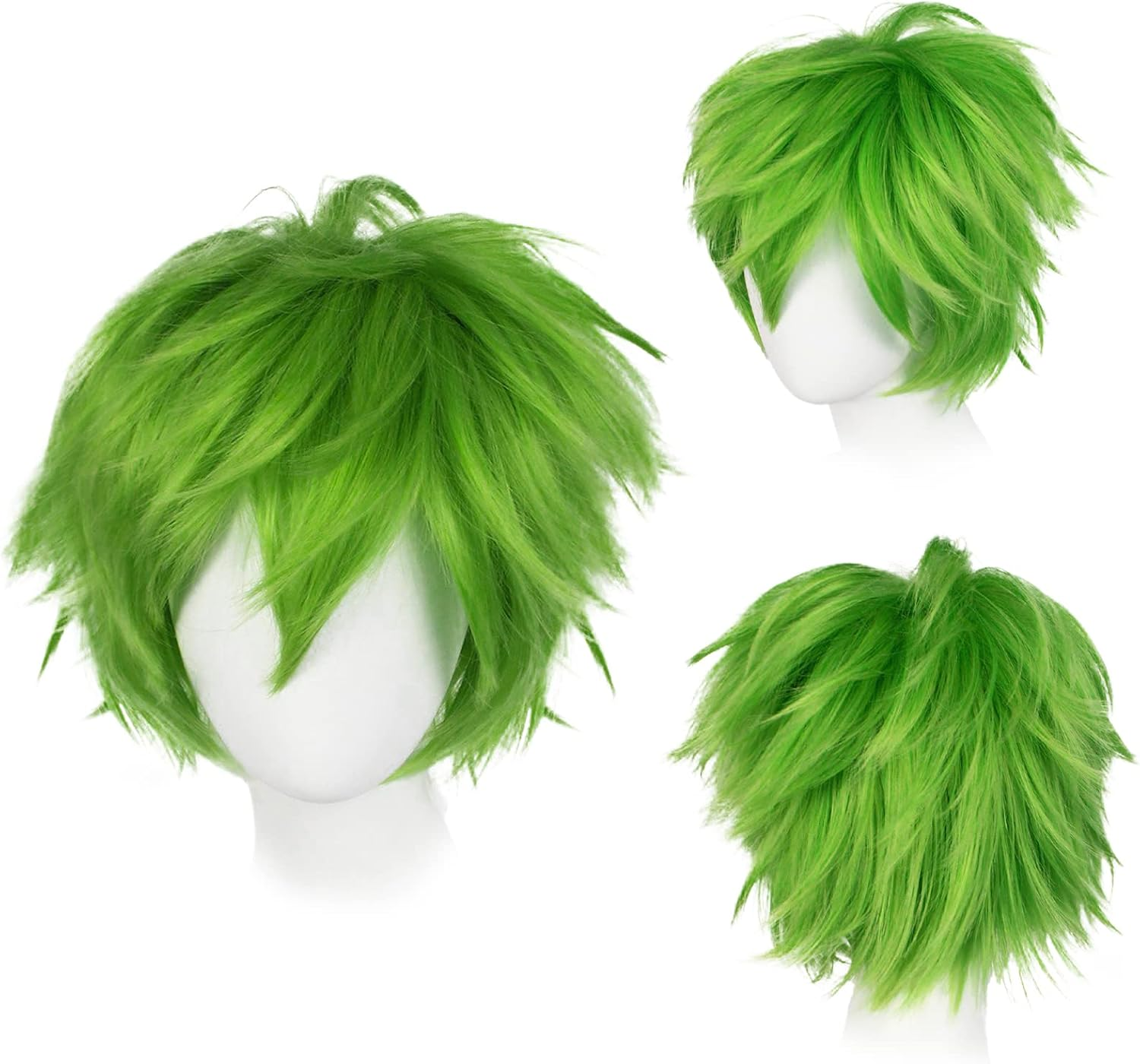Wig Green Short Anime Wig Cosplay Wig Women Men Children Unisex Synthetic Straight Wigs Halloween Costume Wig Carnival - Dark Orange image number 2