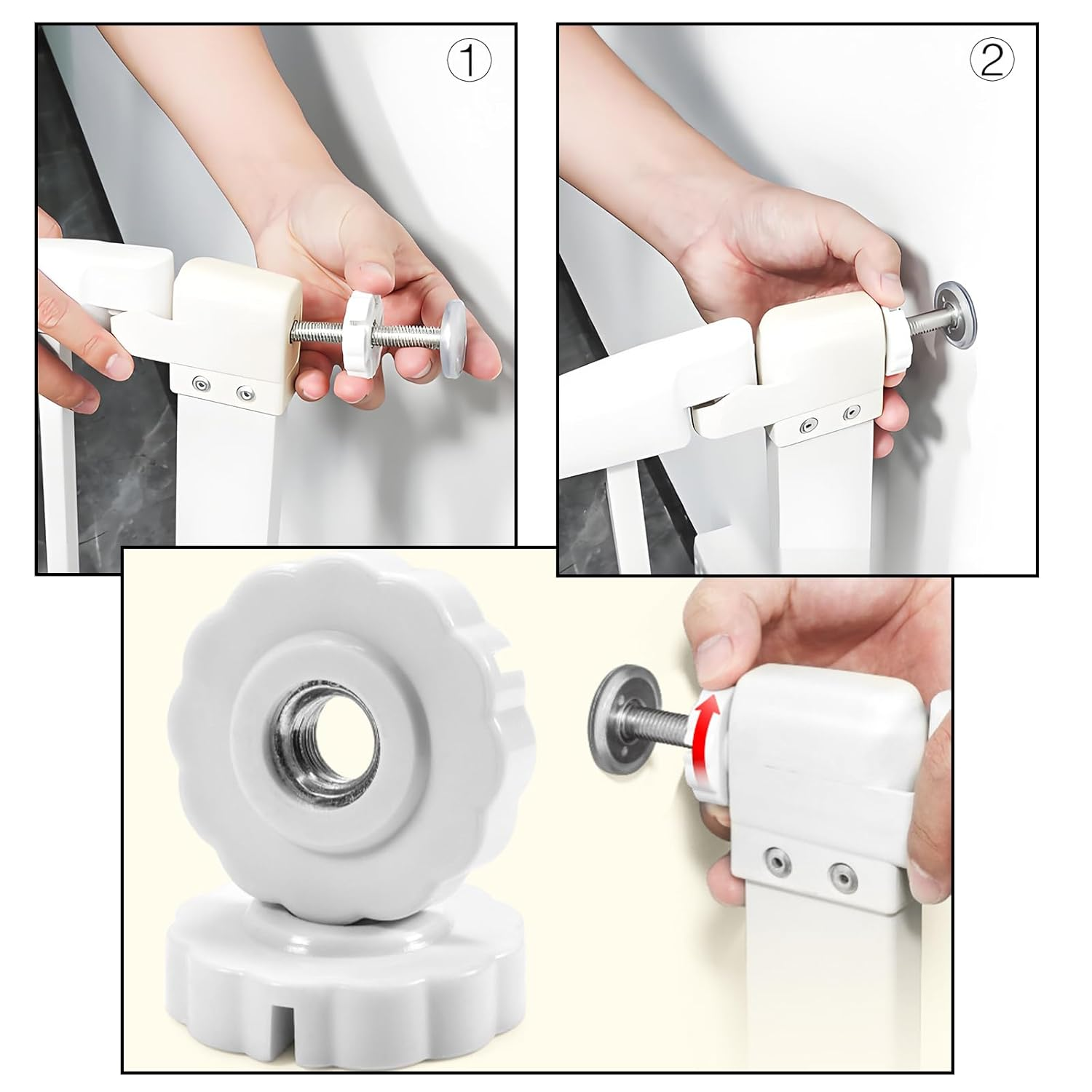 ZHIGOU 4 Pack Baby Gate Replacement Parts Threaded Spindle Rod 8Mm (M8), Pressure Mount Stair Accessories, Baby and Pet Safety Gate Replacement Kit, Improve Home/Store Security (White) image number 6