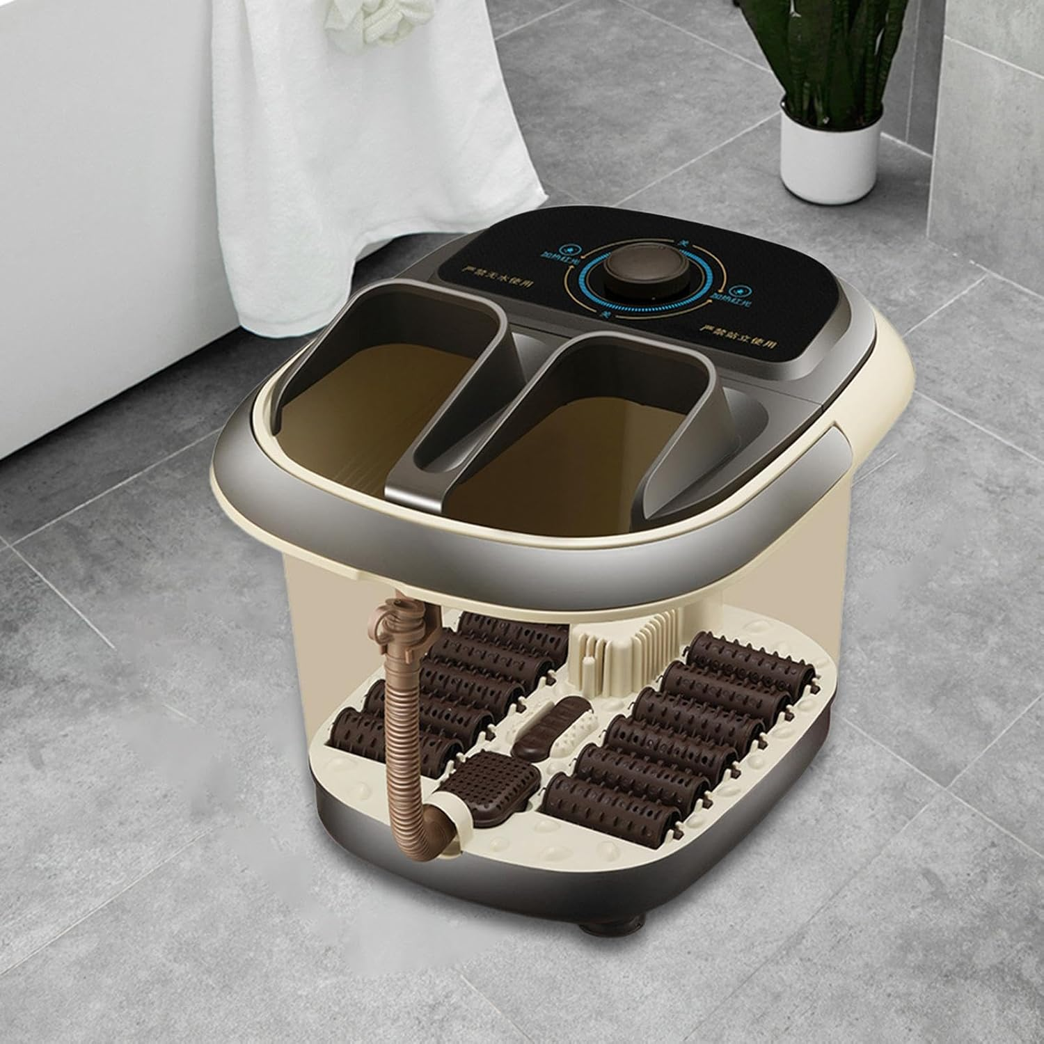 JAYIOLA Foot Bath Foot SPA with Red Light Electric Constant Temperature Feet Soaking Tub Foot Bath Bucket, Gray - Gray image number 2