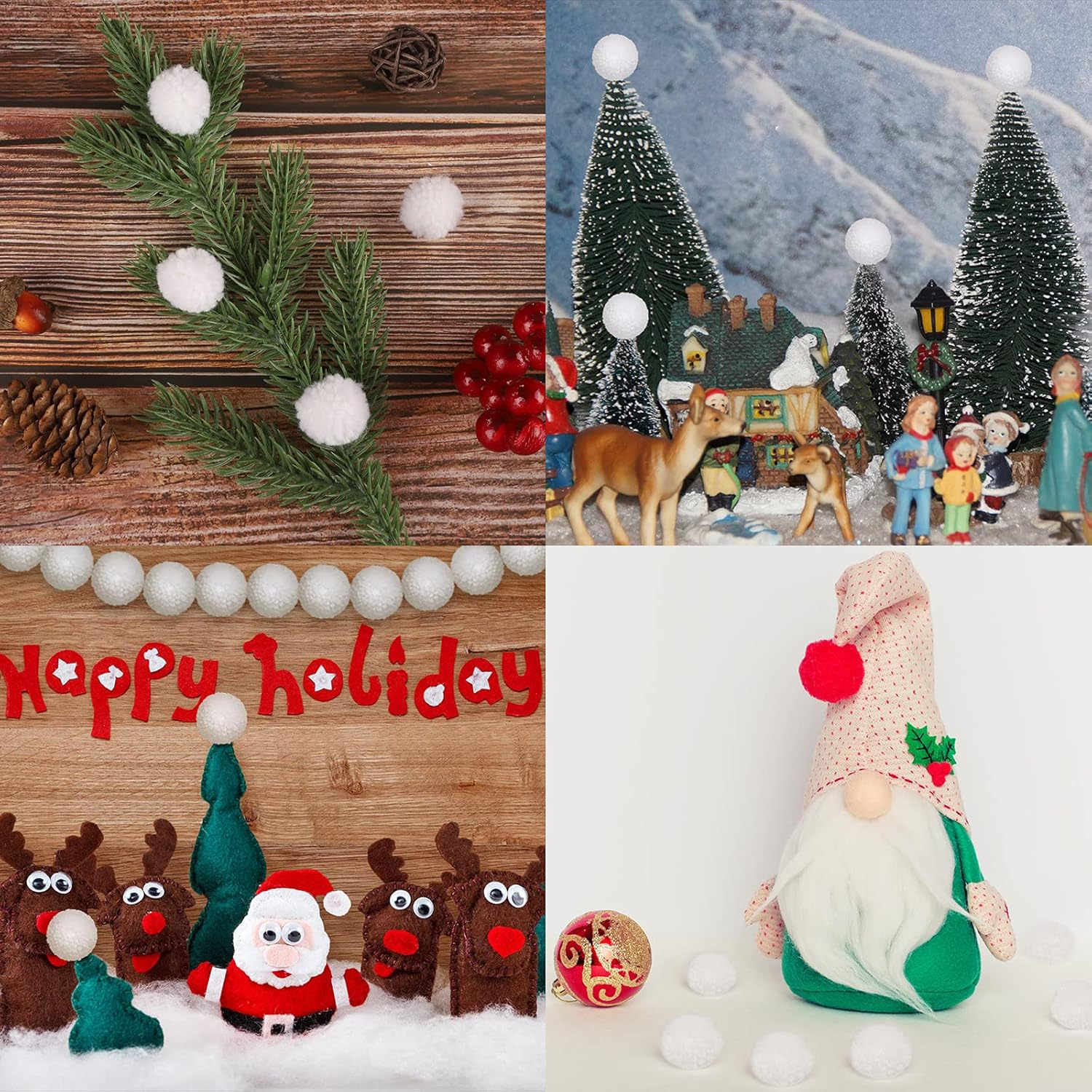 Syhood 20 Pcs Christmas Yarn Pom Poms Balls for DIY Handmade Crafts Fuzzy Pompoms for Christmas DIY Hats Thanksgiving Party Holiday Hanging Home Decorations(1.5 Inch,White) image number 4