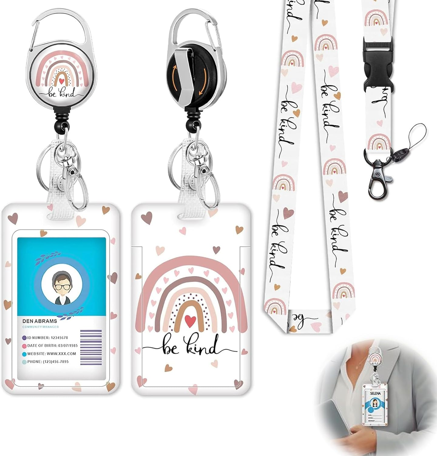 Checkzed Sea Turtle Lanyards for Office ID Badges, Creative Badge Reel Retractable and Detachable Name Tag Clip, Retractable 24" UHMWPE Fiber Pull Cords, Suitable for Staff and Students (Green)