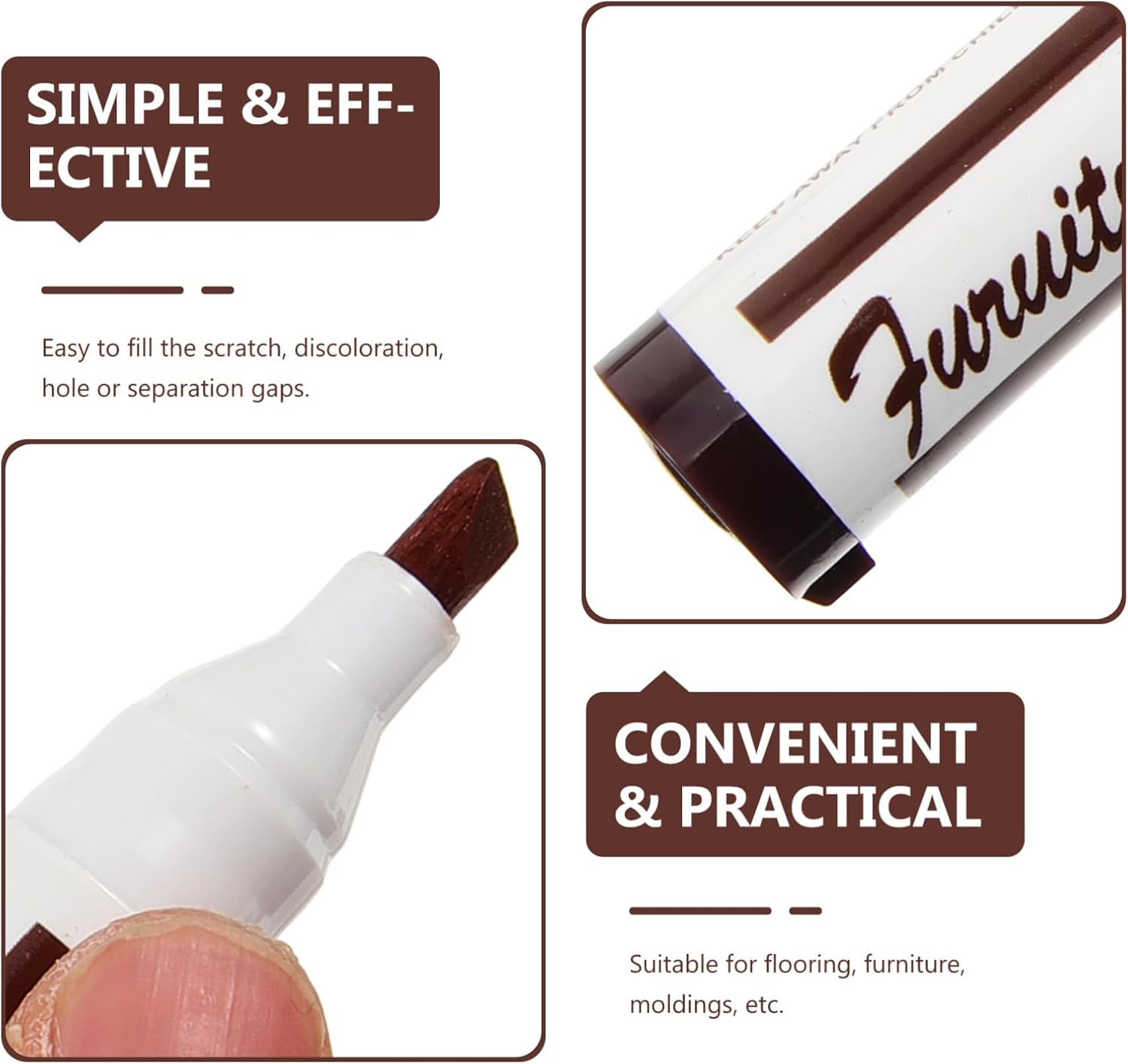 Wood Stain Repair Pen Furniture Touch-Up Markers Wood Repair Kit Scratch Markers for Furniture Supplies for Home image number 1