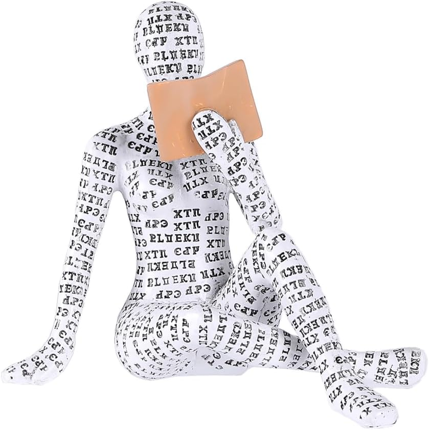 Home Decor Thinker Statue Pulp Reading Women Aesthetic Bookworms Abstract Sculpture Decoration for Home, Office, Living Room（11） image number 5