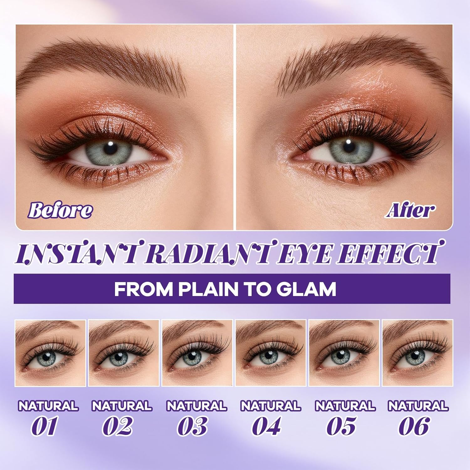 B&Q Natural Lash Clusters 144PCS DIY Cluster Lashes C Curl 8-16Mm 0.03Mm Thin Band Eyelash Clusters Cruelty Free & Easy Apply Wispy Lash Cluster Soft Lashes for Daily Look (Natural 02) image number 2