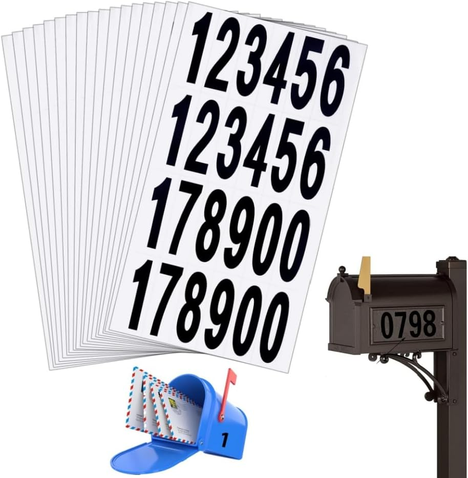 12 Sheets Number Stickers, Mailbox Numbers Self Adhesive Waterproof Vinyl Numbers for Mailbox, Sign, Window, Door, Car, Truck, Home, Business, Address (Black) image number 5