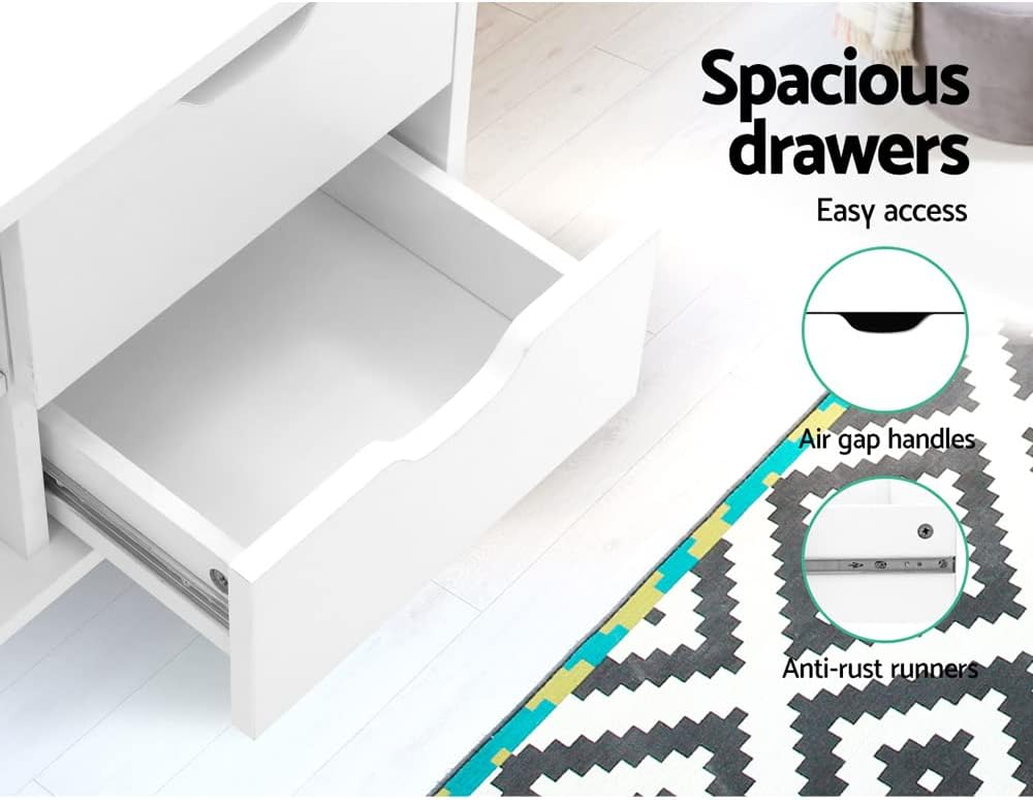 Artiss TV Unit Cabinet Entertainment Units, Wood Stand Table Cabinets Storage Shelf Organiser Cupboard Home Living Room Bedroom Furniture, with 2 Drawer and Cable Management Holes White