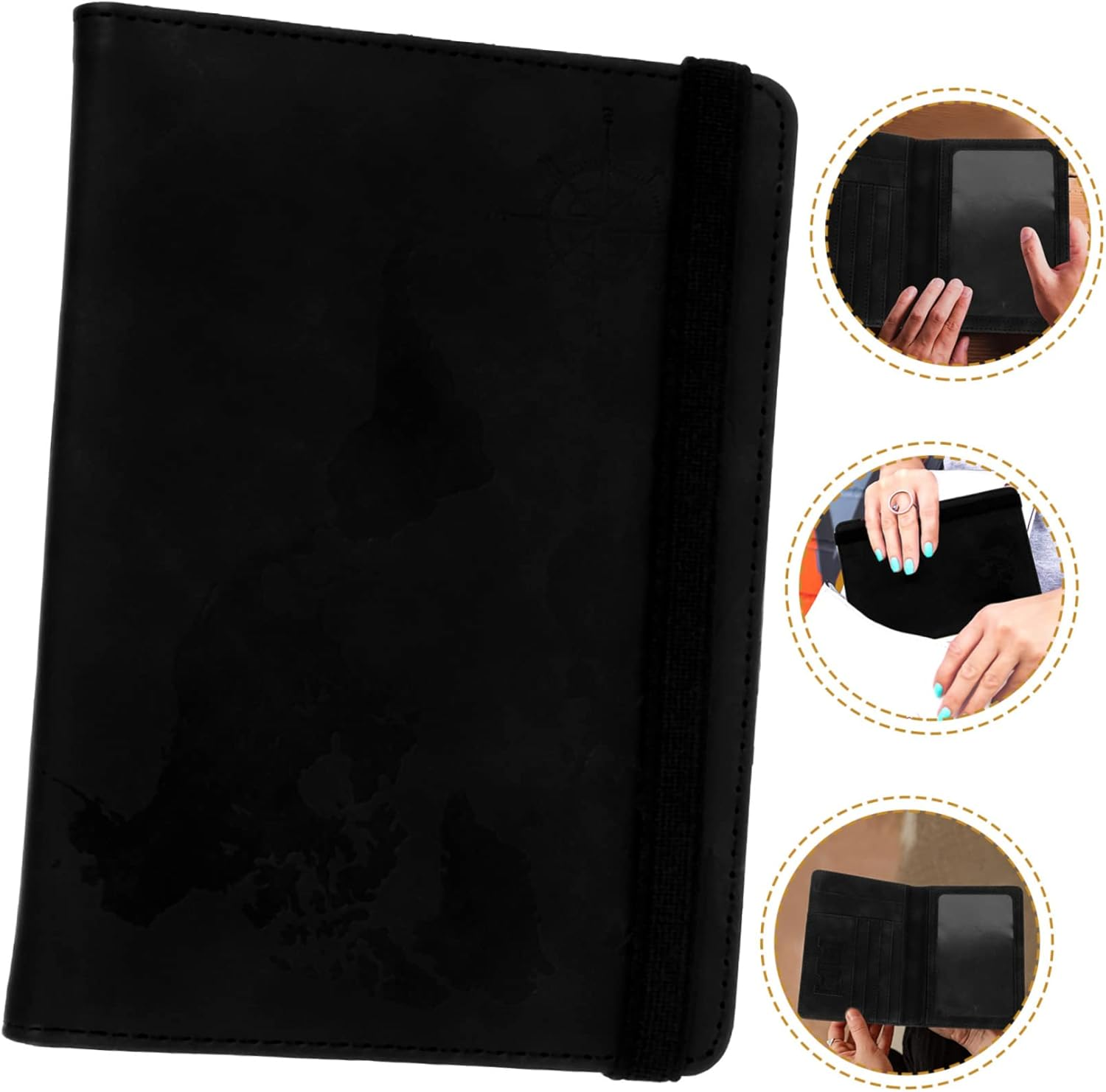 VANZACK Travel Holder Elastic Band Pu Map Design Multi-Card Slots Lightweight Travel Organizer for Tickets Id More image number 6