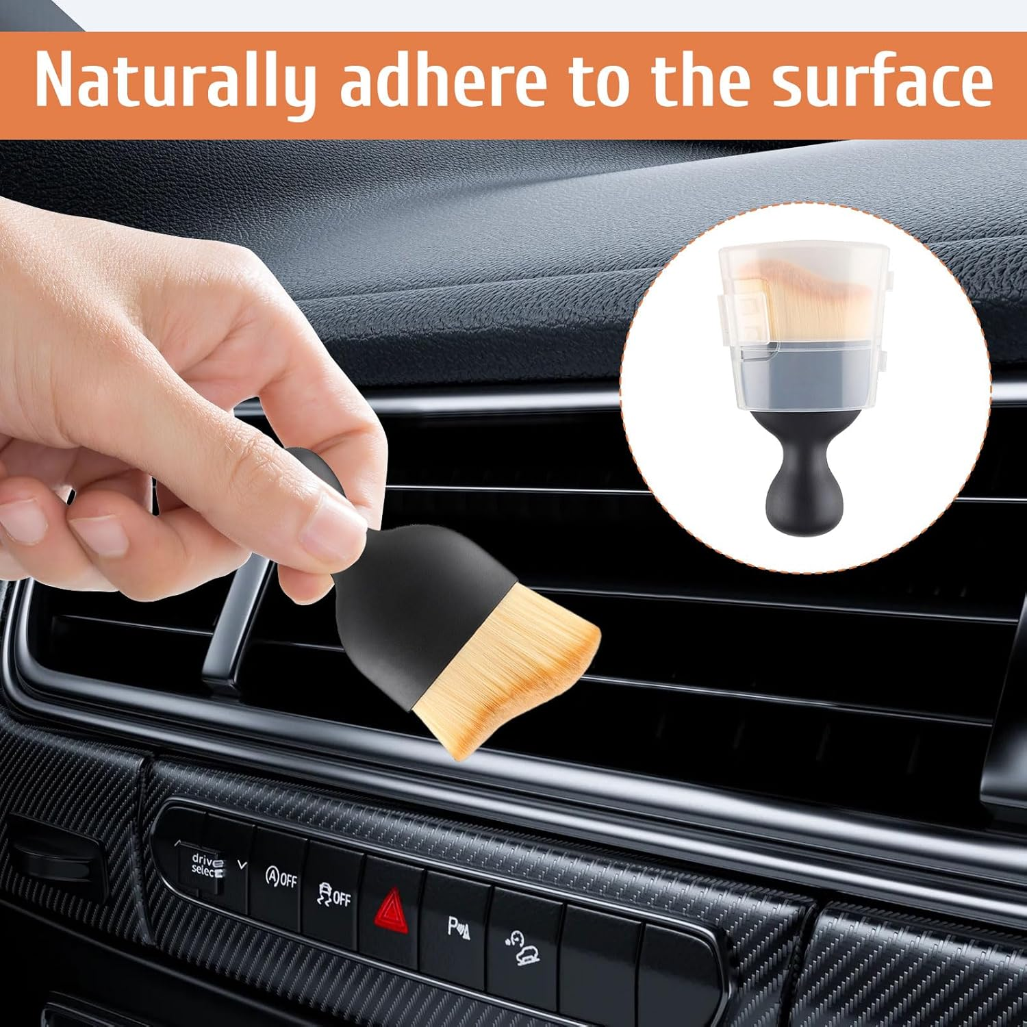 Car Interior Cleaner Brush, 3 Pcs Car Detailing Brush, Car Cleaning Brush with Cove, Car Interior Duster with Soft Bristles, Auto Interior Dusting Tools for Vents, Dashboards, Scratch Free image number 2