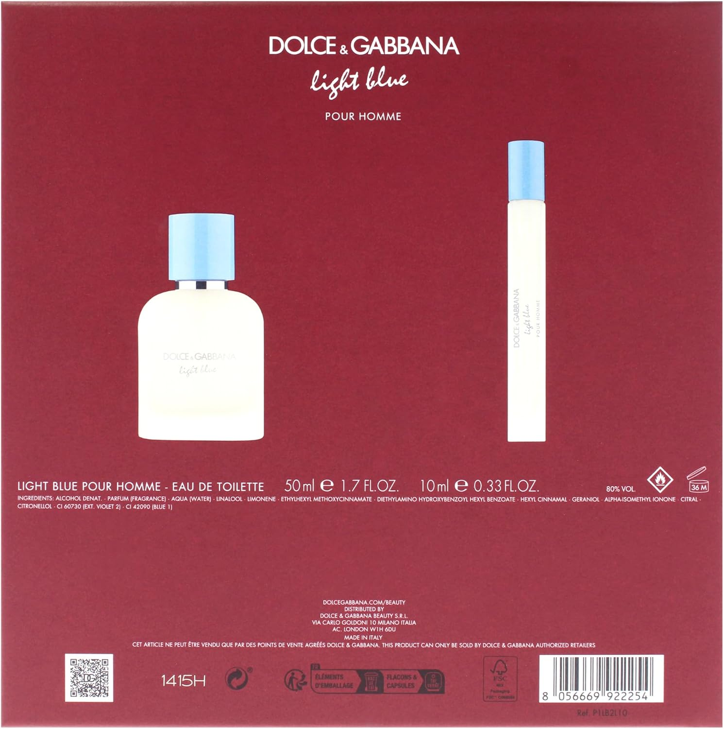 Dolce & Gabbana Light Blue Pour Homme Eau De Toilette 50Ml Gift Set (Contains 50Ml EDT and 10Ml Travel Spray) image number 5